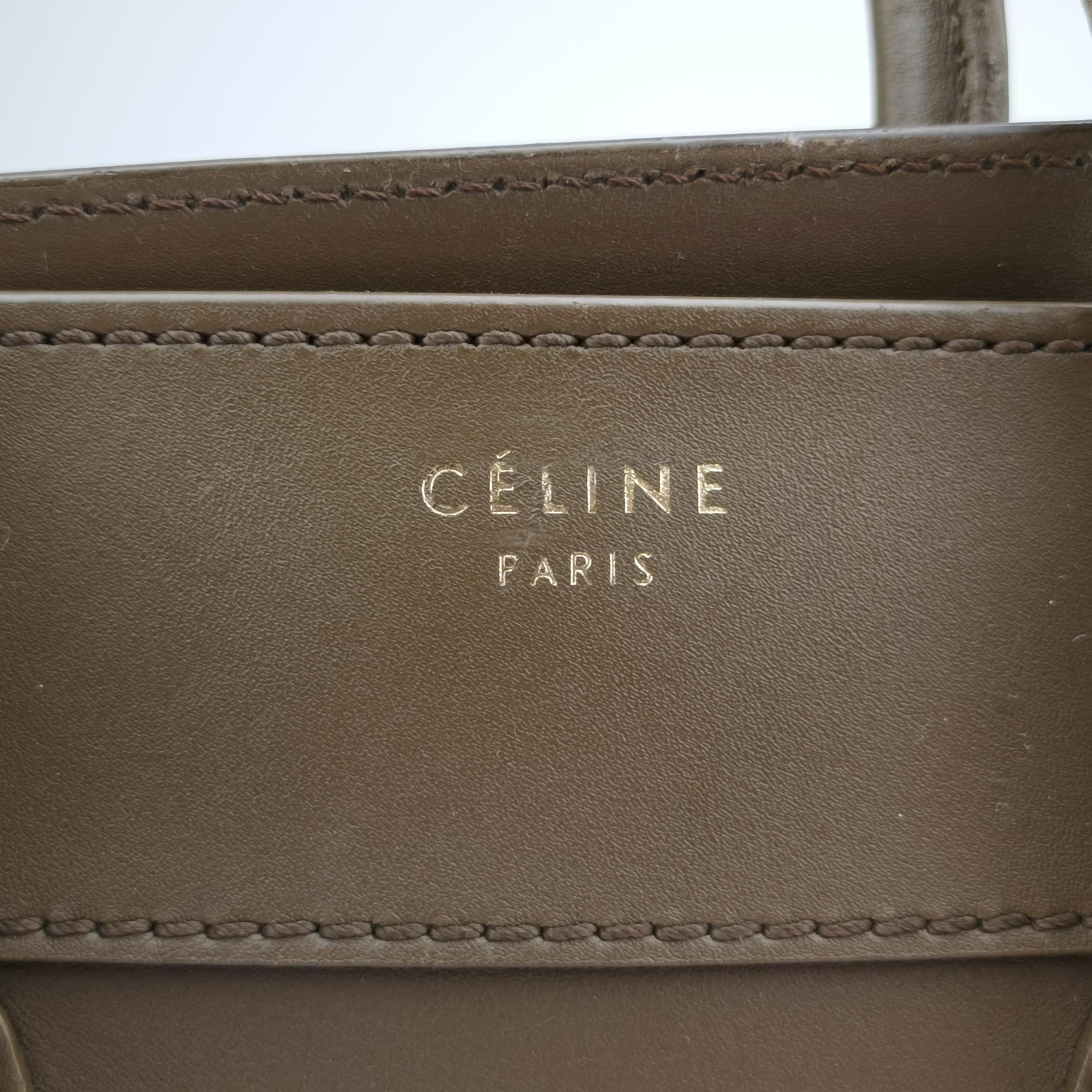 Pre-owned Celine luggage mini shopper Brown Leather  handbag | stylenewstar