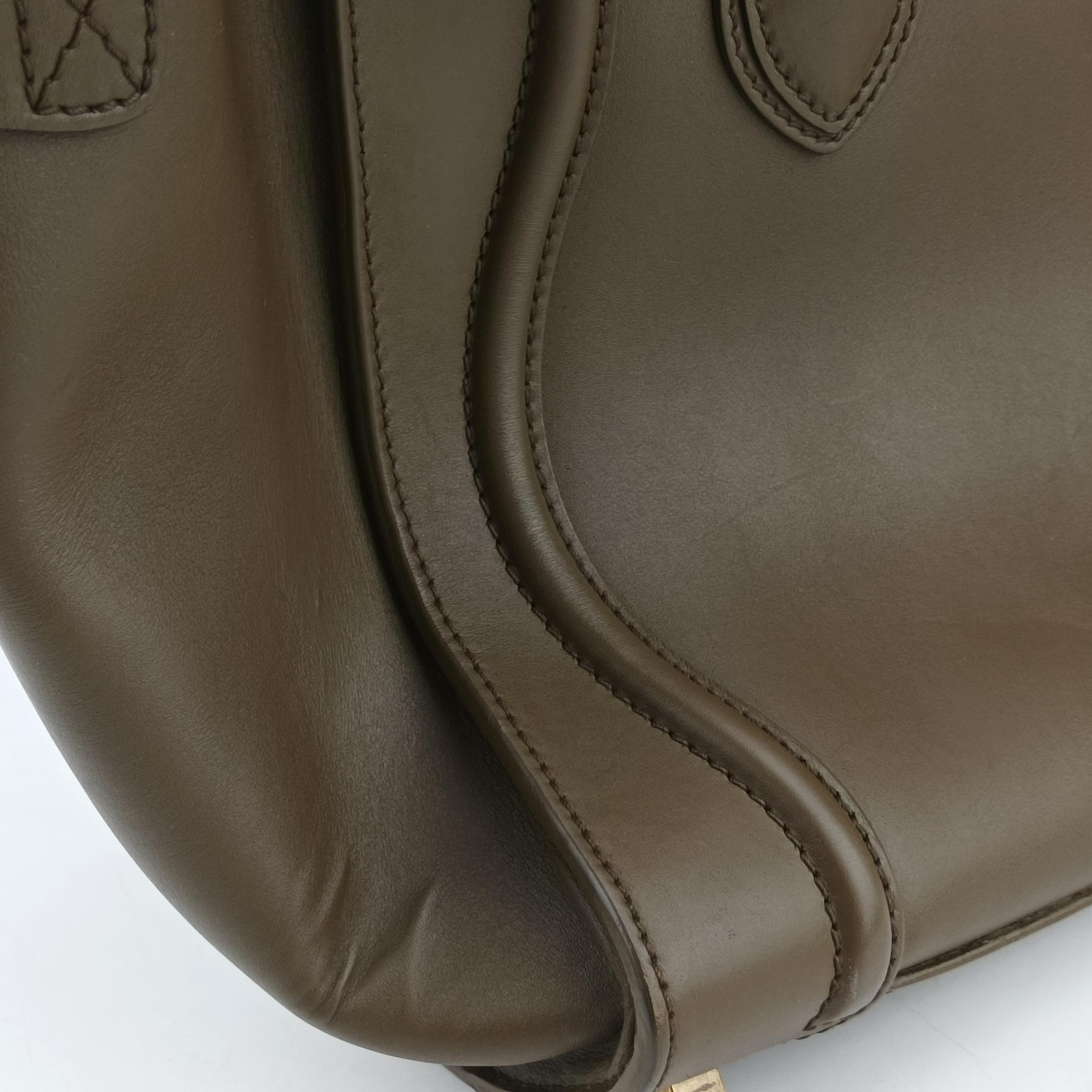 Pre-owned Celine luggage mini shopper Brown Leather  handbag | stylenewstar