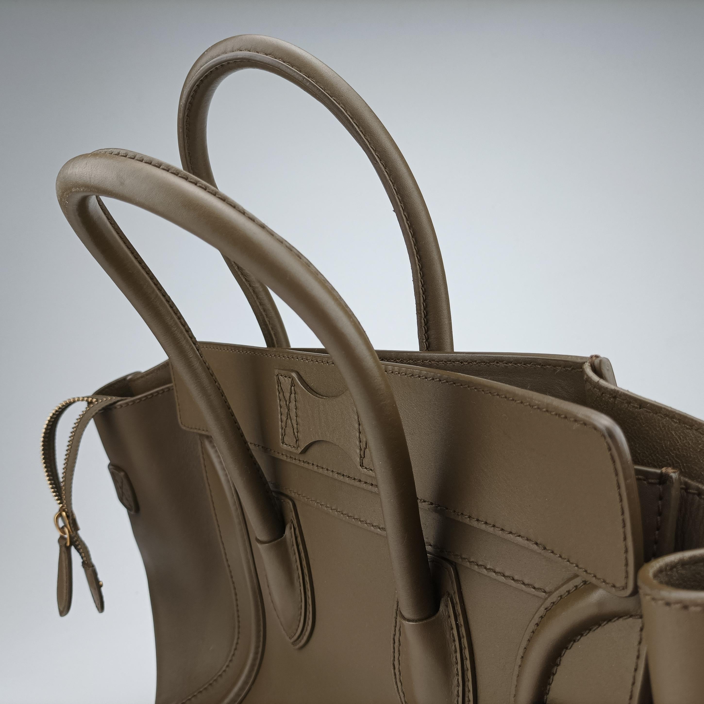 Pre-owned Celine luggage mini shopper Brown Leather  handbag | stylenewstar