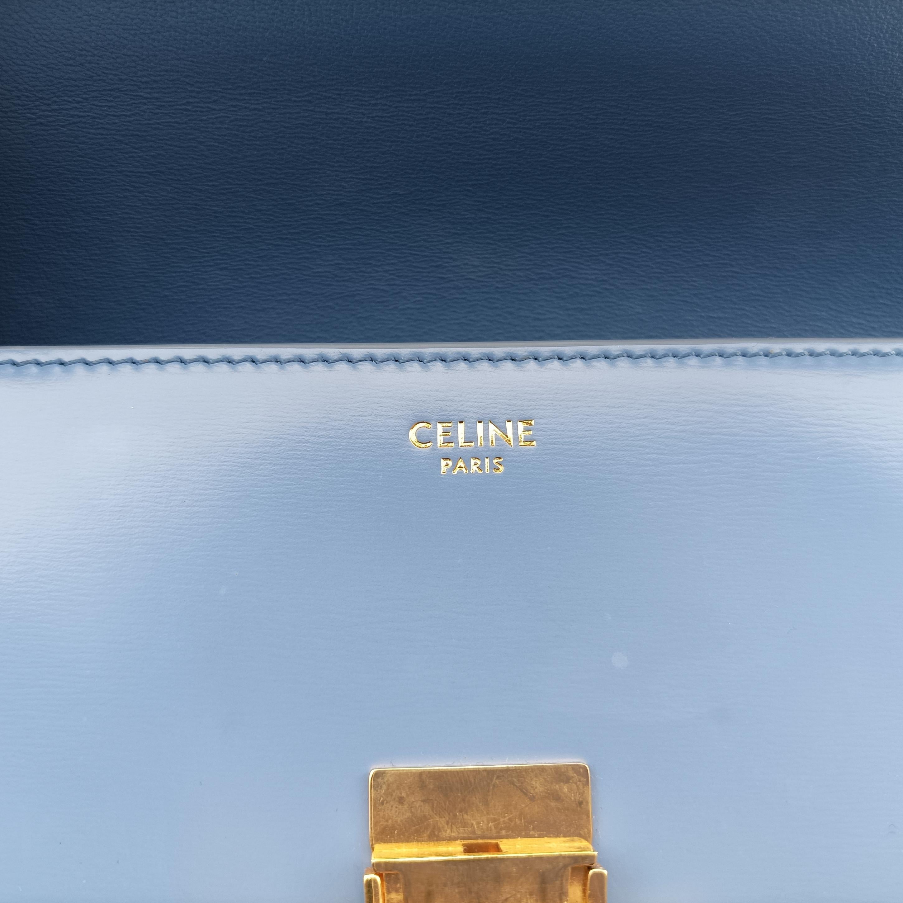 Vintage Celine Teen Triomphe Blue Leather  shoulderbag | stylenewstar