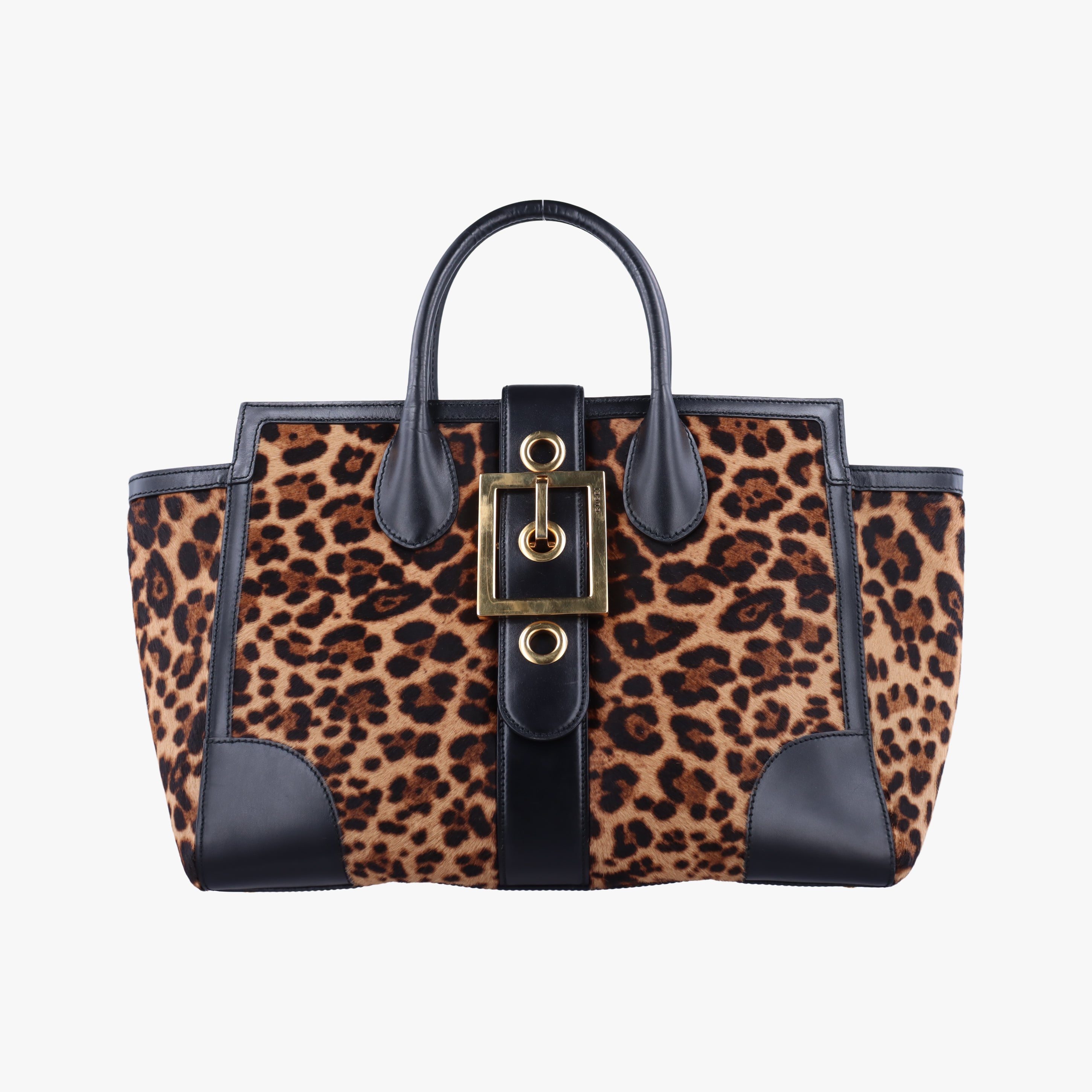 Pre-owned Gucci Lady Buckle Top Handle Multicolour ponyhair 323652 handbag | stylenewstar