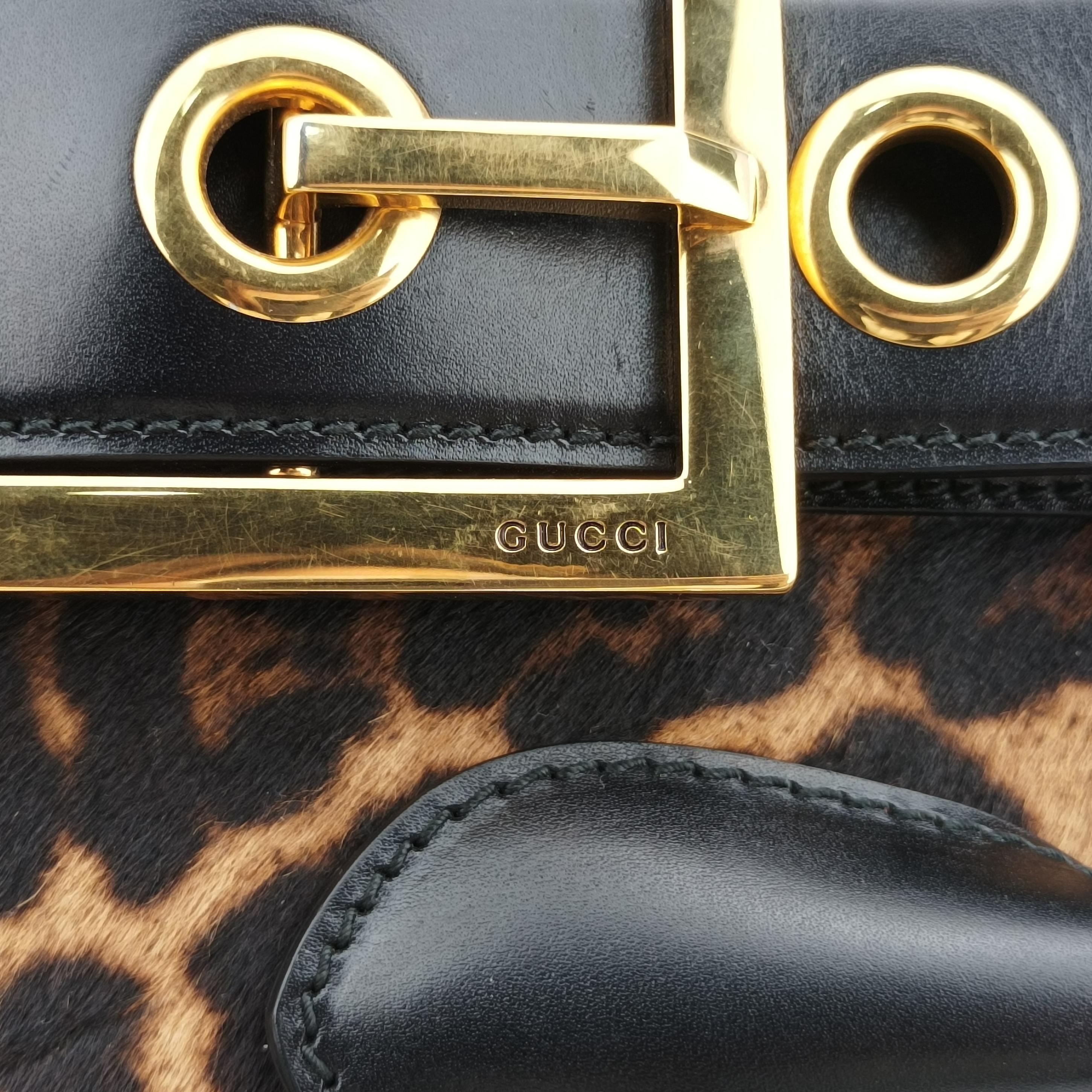Pre-owned Gucci Lady Buckle Top Handle Multicolour ponyhair 323652 handbag | stylenewstar