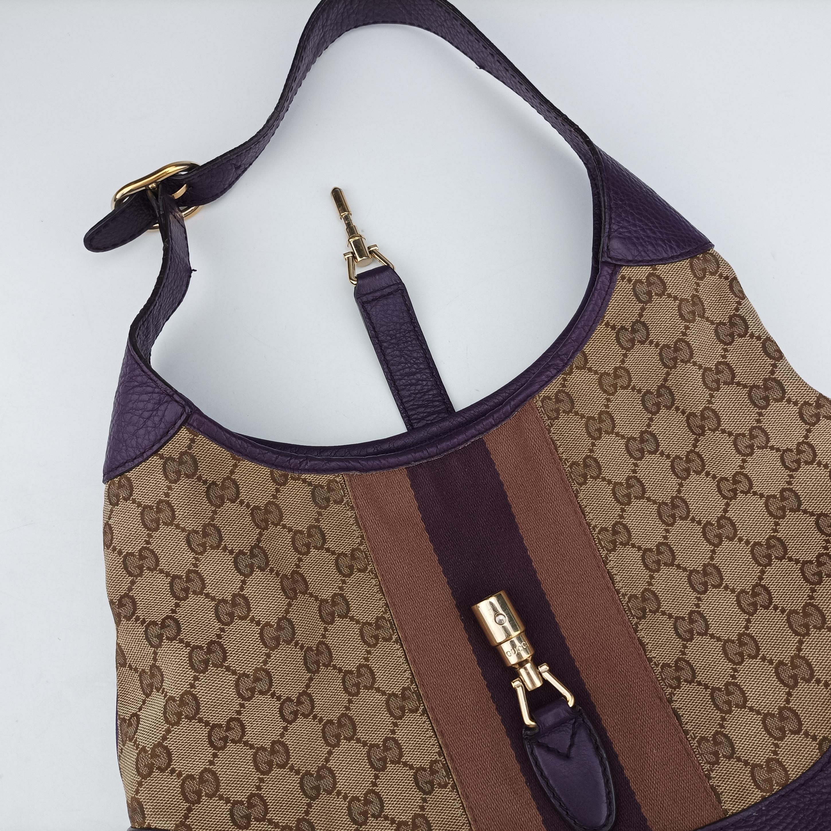 Secondhand Gucci Jackie Flora Hobo beige×purple fabric 277520 shoulderbag | stylenewstar