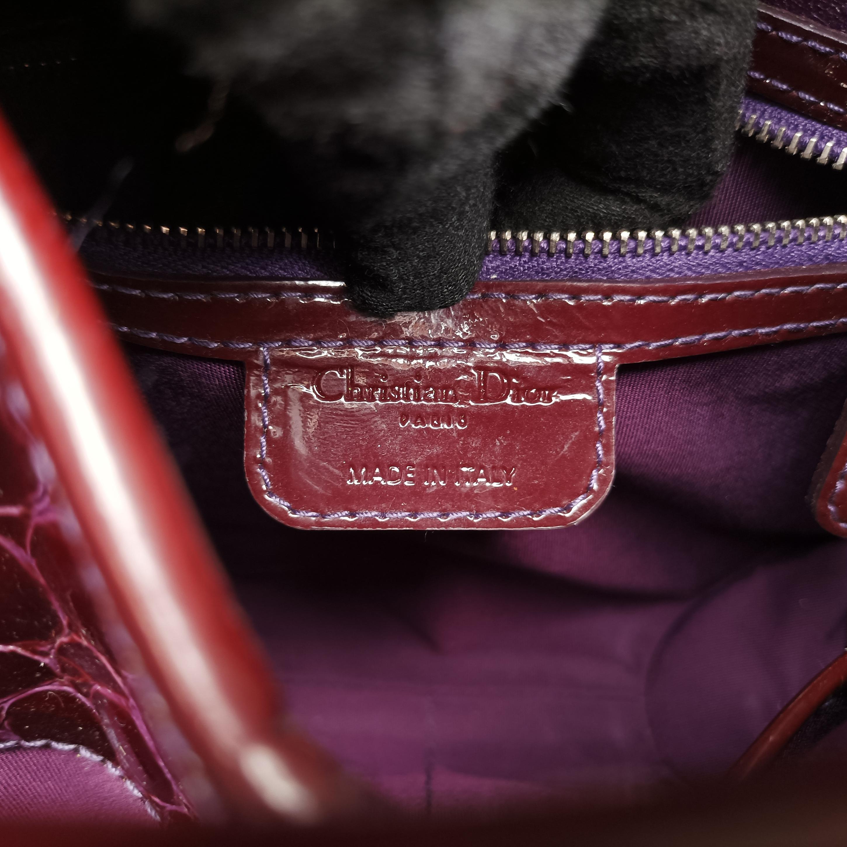 Pre-owned Christian Dior Croc Purple Leather  shoulderbag | stylenewstar