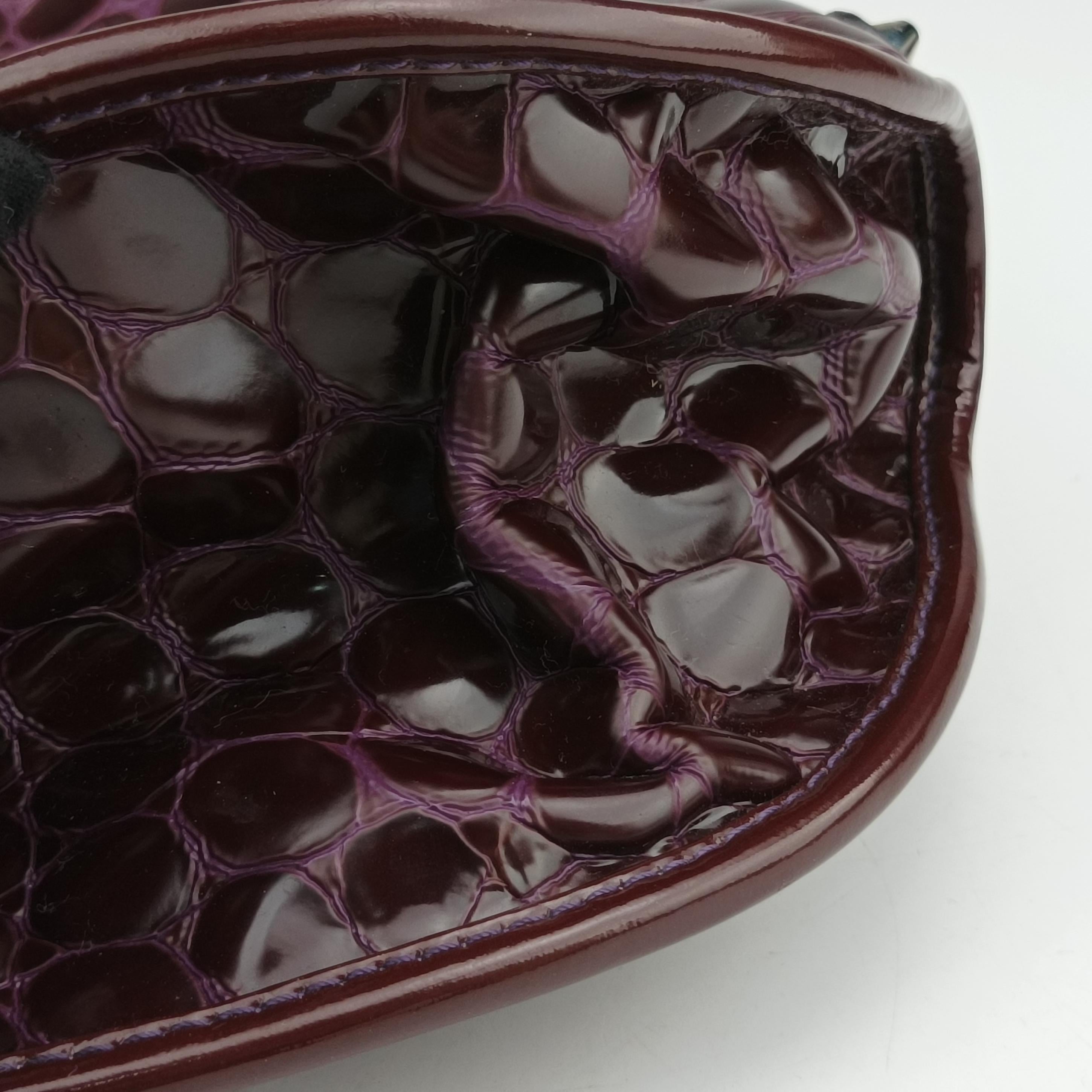 Pre-owned Christian Dior Croc Purple Leather  shoulderbag | stylenewstar
