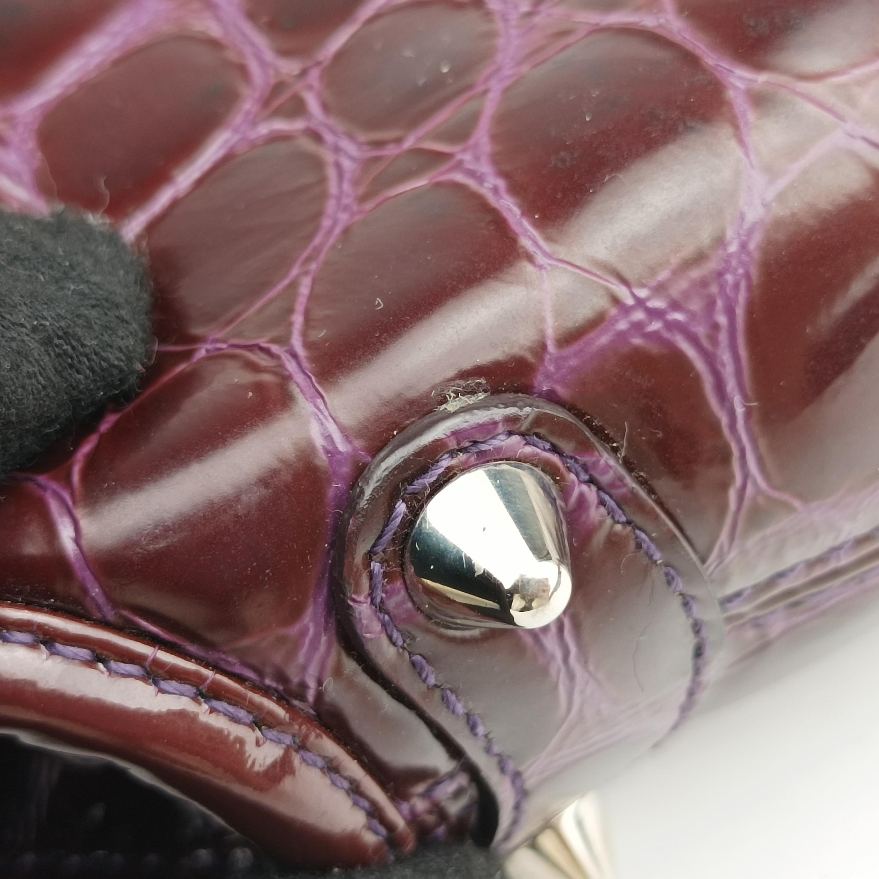 Pre-owned Christian Dior Croc Purple Leather  shoulderbag | stylenewstar