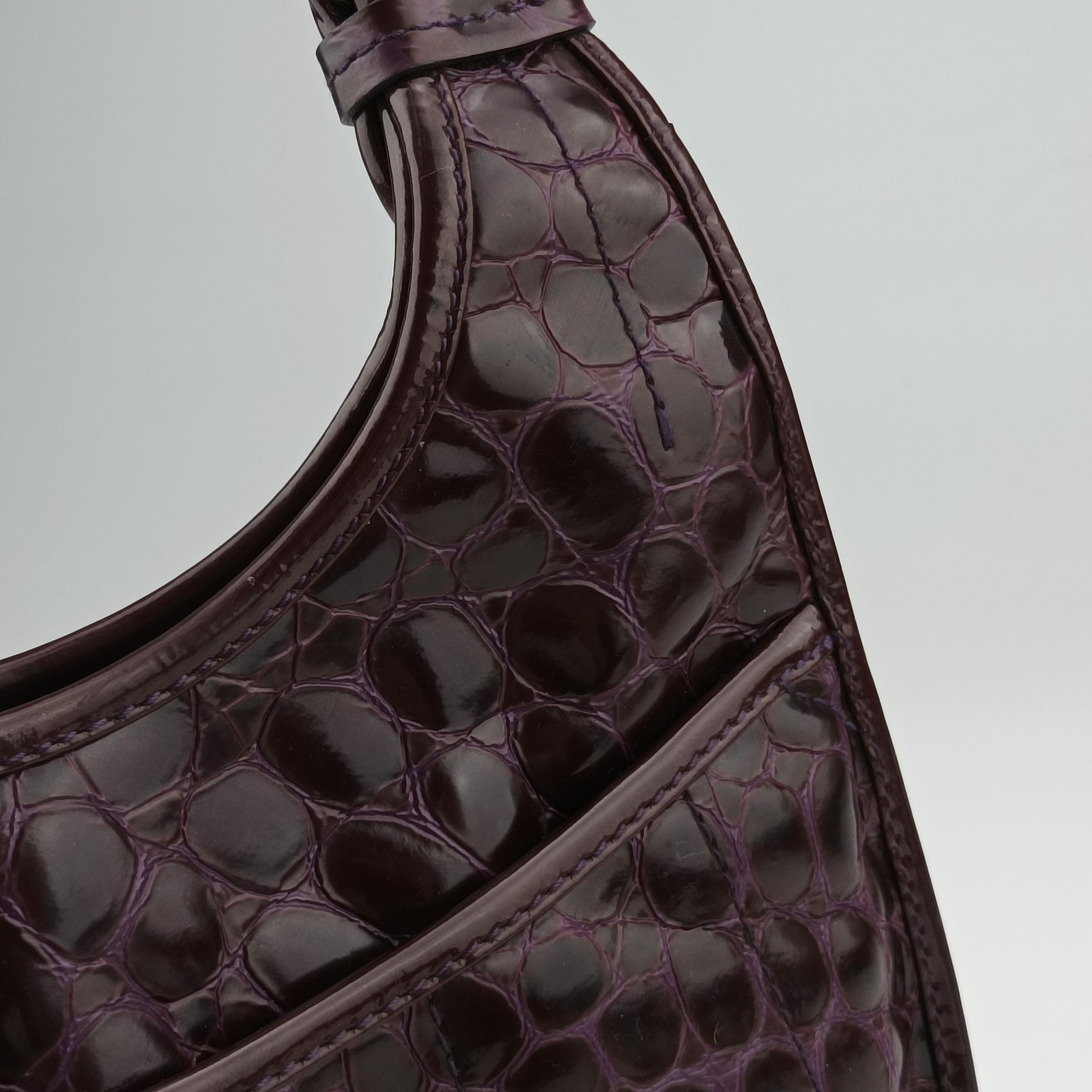 Pre-owned Christian Dior Croc Purple Leather  shoulderbag | stylenewstar
