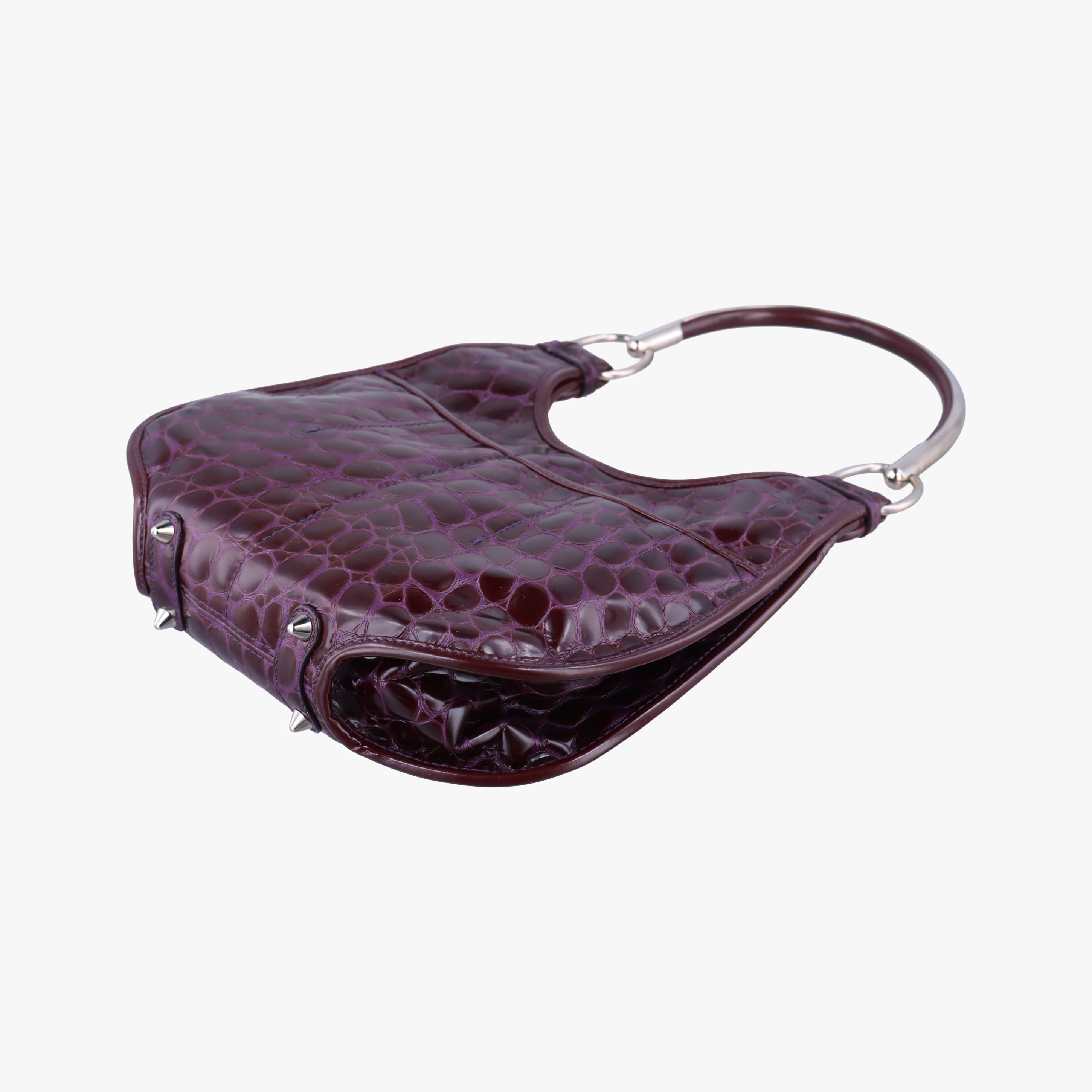 Pre-owned Christian Dior Croc Purple Leather  shoulderbag | stylenewstar