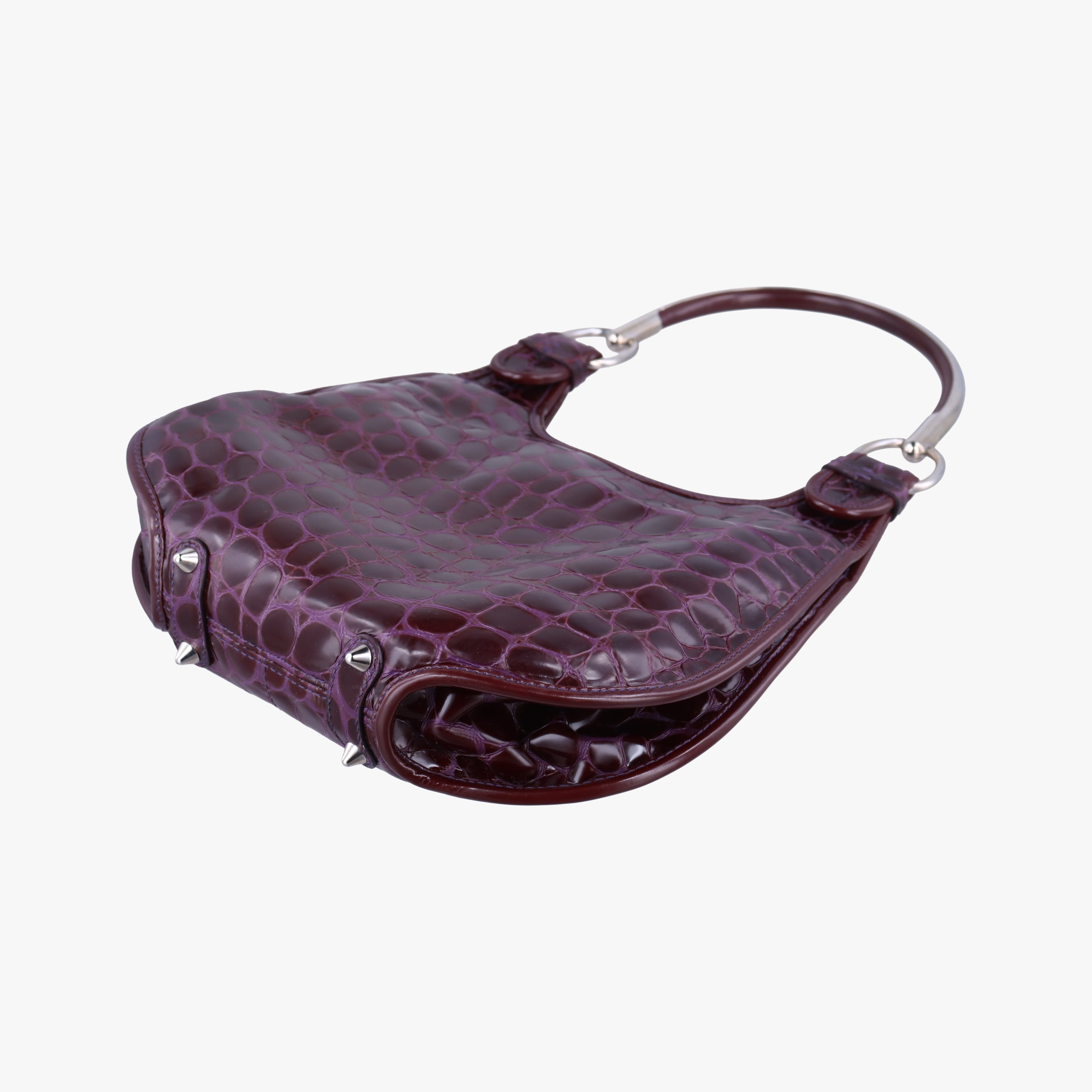 Pre-owned Christian Dior Croc Purple Leather  shoulderbag | stylenewstar