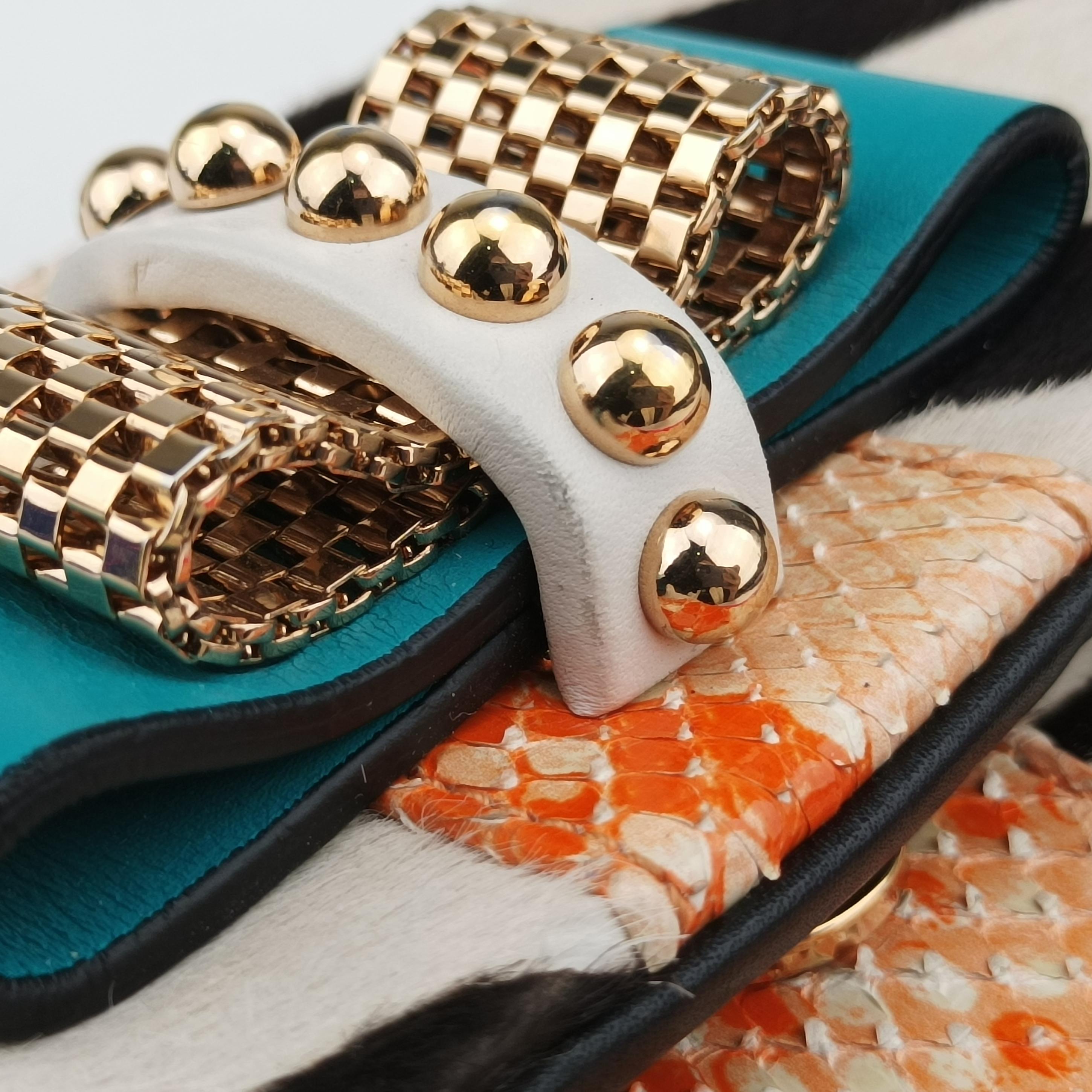 Pre-owned Christian Louboutin Sweet Charity Multicolour ponyhair × snakeskin  shoulderbag | stylenewstar