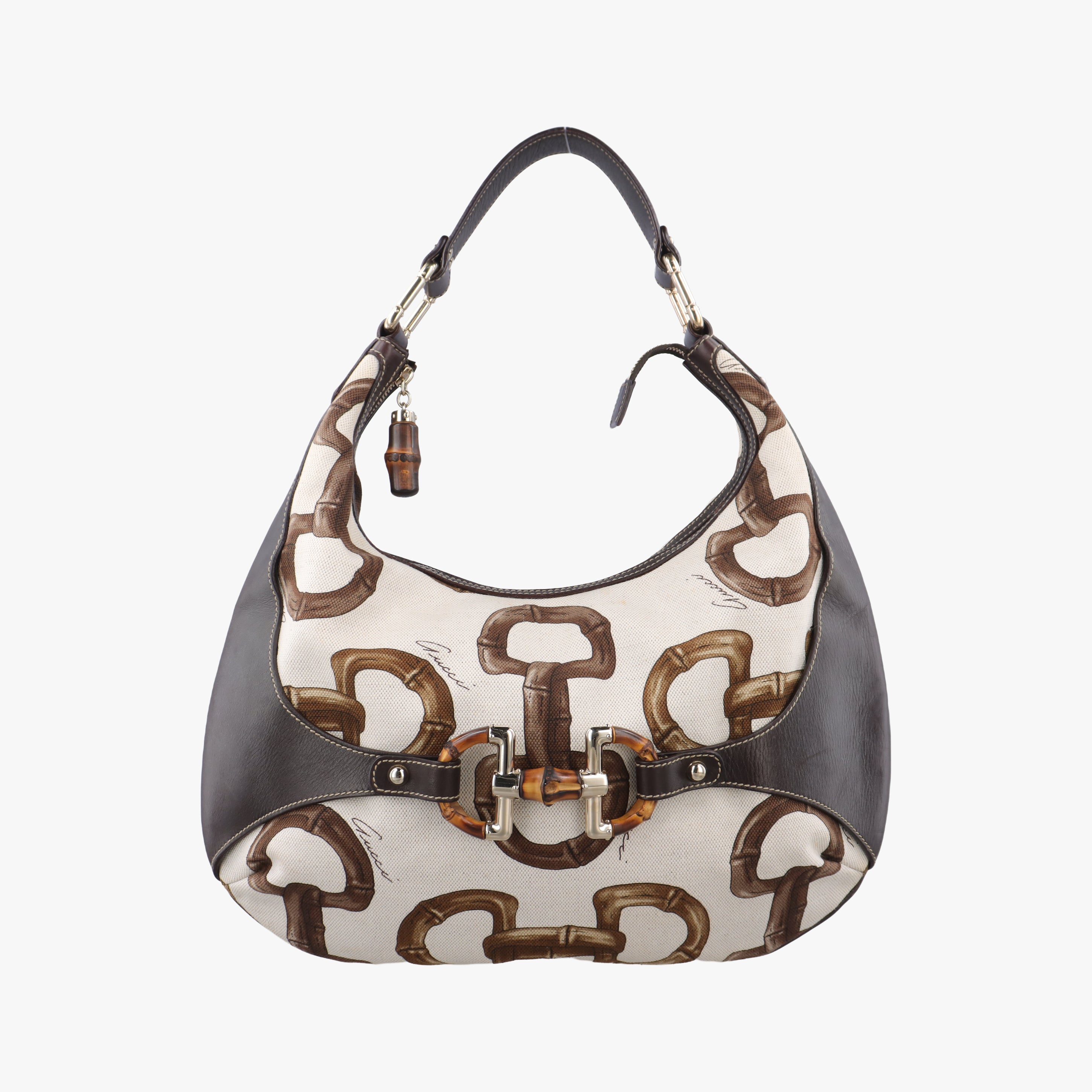 Vintage Gucci Horsebit White×brown Canvas 152468 shoulderbag | stylenewstar