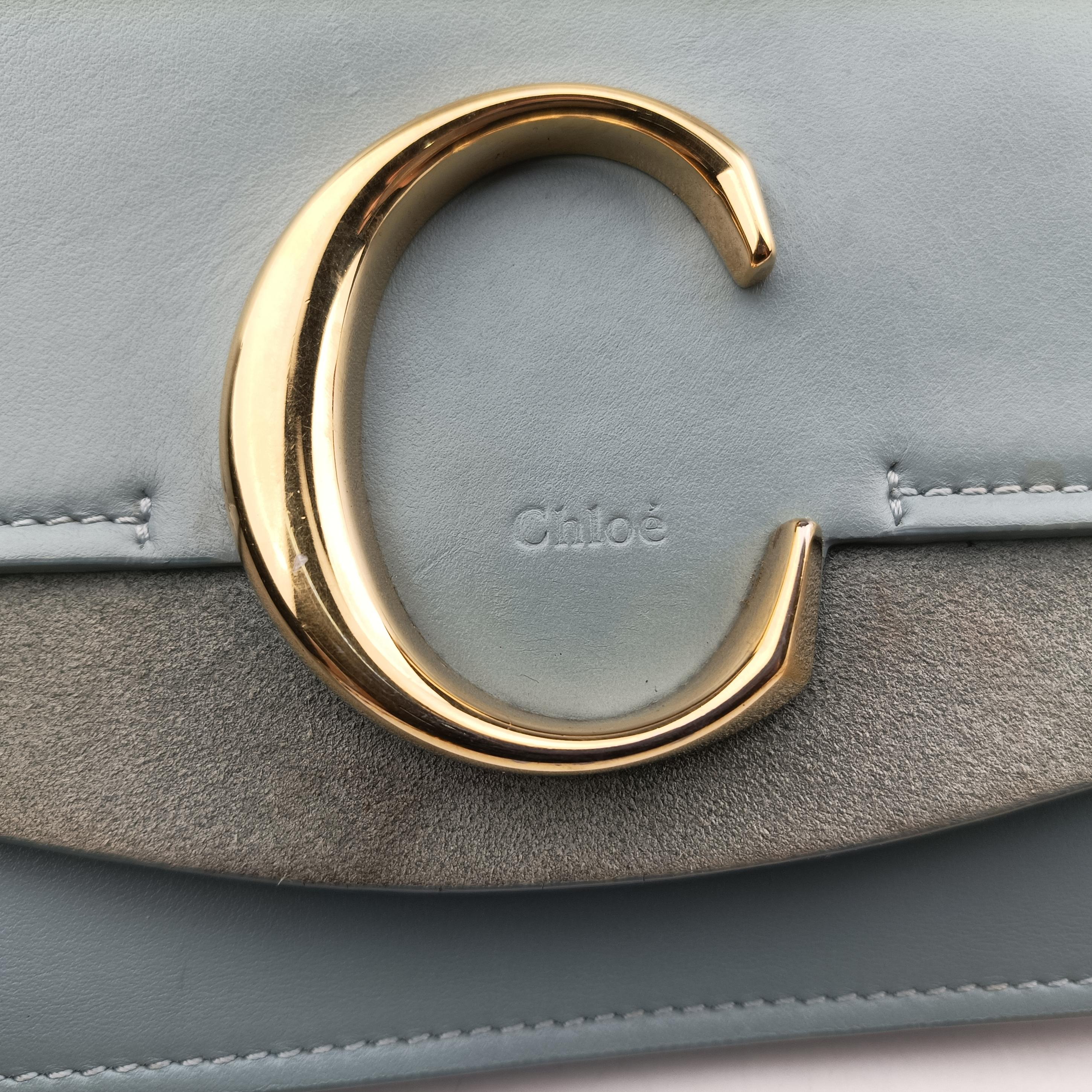 Pre-owned Chloe C Chain Blue leather  shoulderbag | stylenewstar