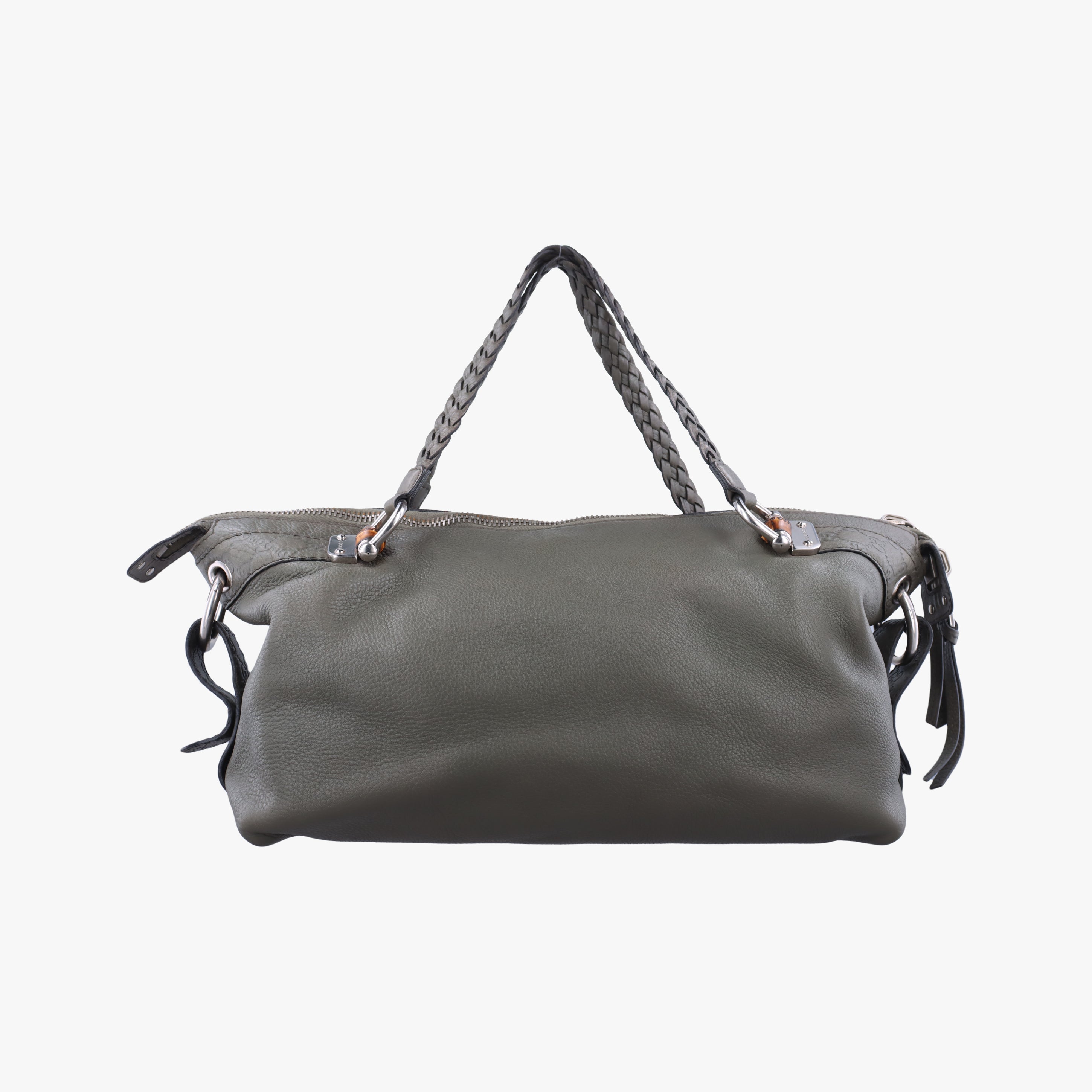 Pre-owned Gucci Medium Bamboo Green Leather 232959 handbag | stylenewstar