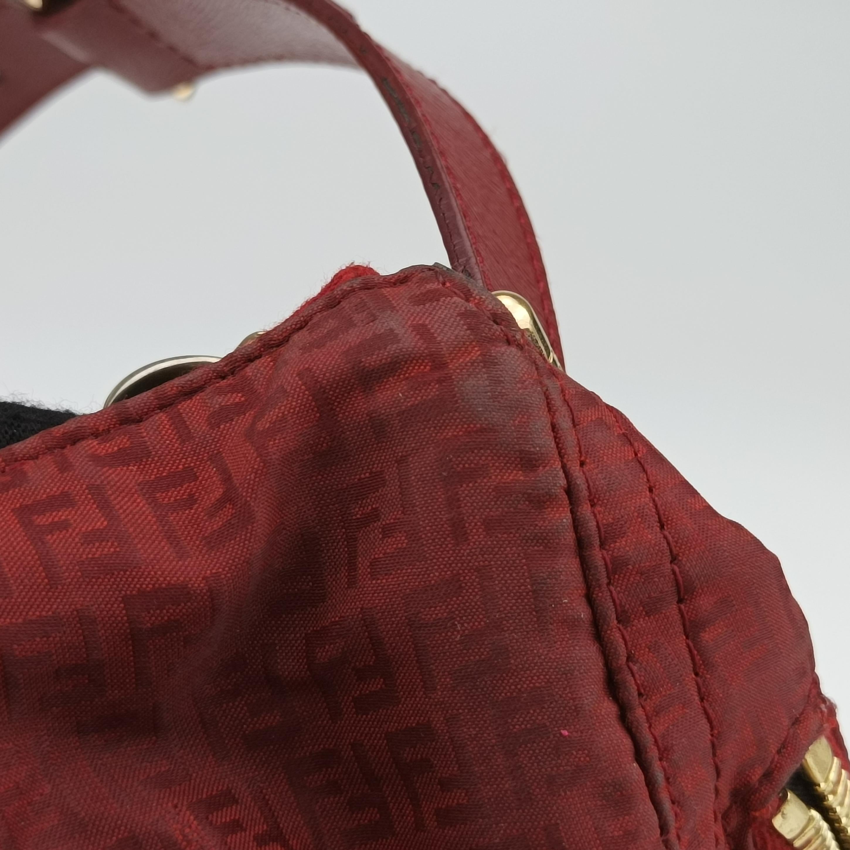 Secondhand Fendi Zucchino Mamma Red Fabric 8BR626 shoulderbag | stylenewstar