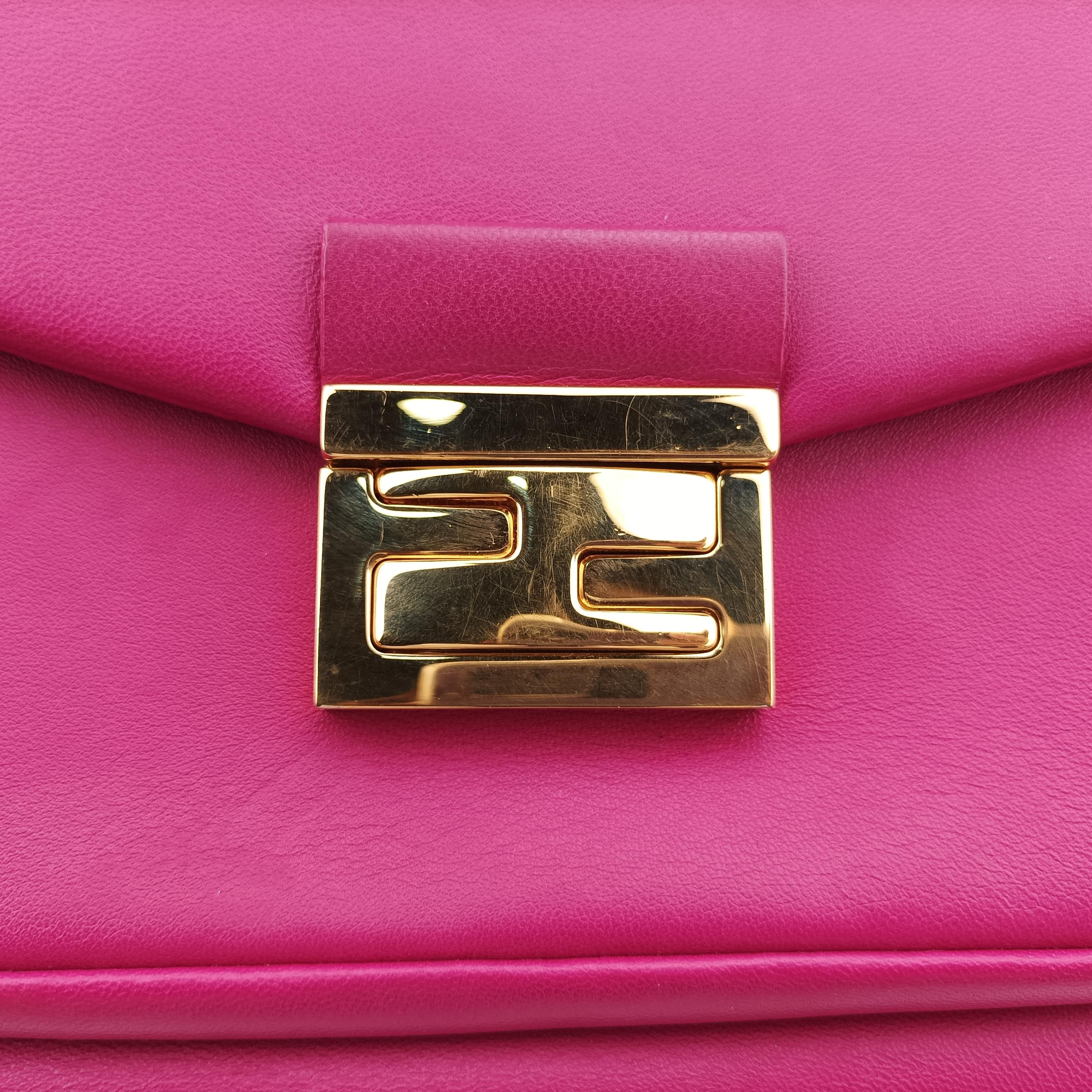 Pre-owned Fendi Be Baguette Rose Leather 8BR677 shoulderbag | stylenewstar