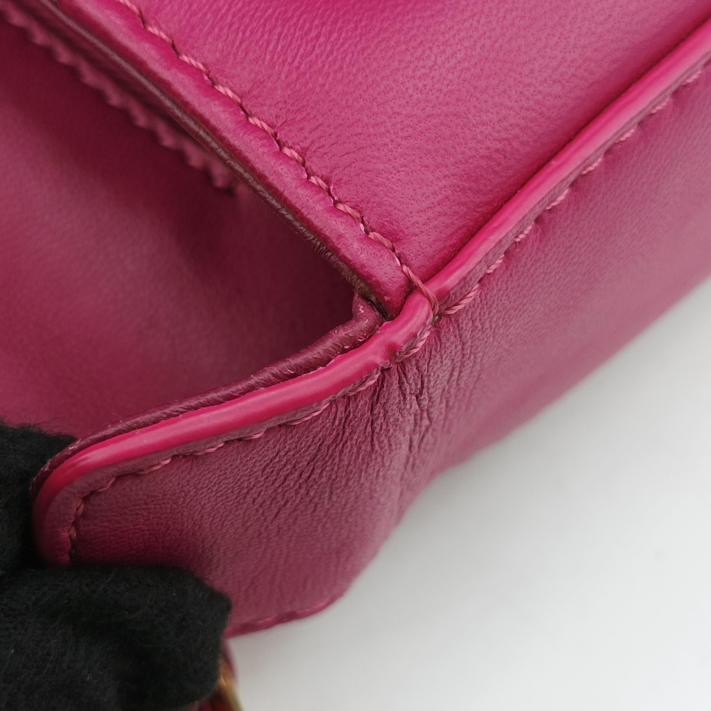 Pre-owned Fendi Be Baguette Rose Leather 8BR677 shoulderbag | stylenewstar
