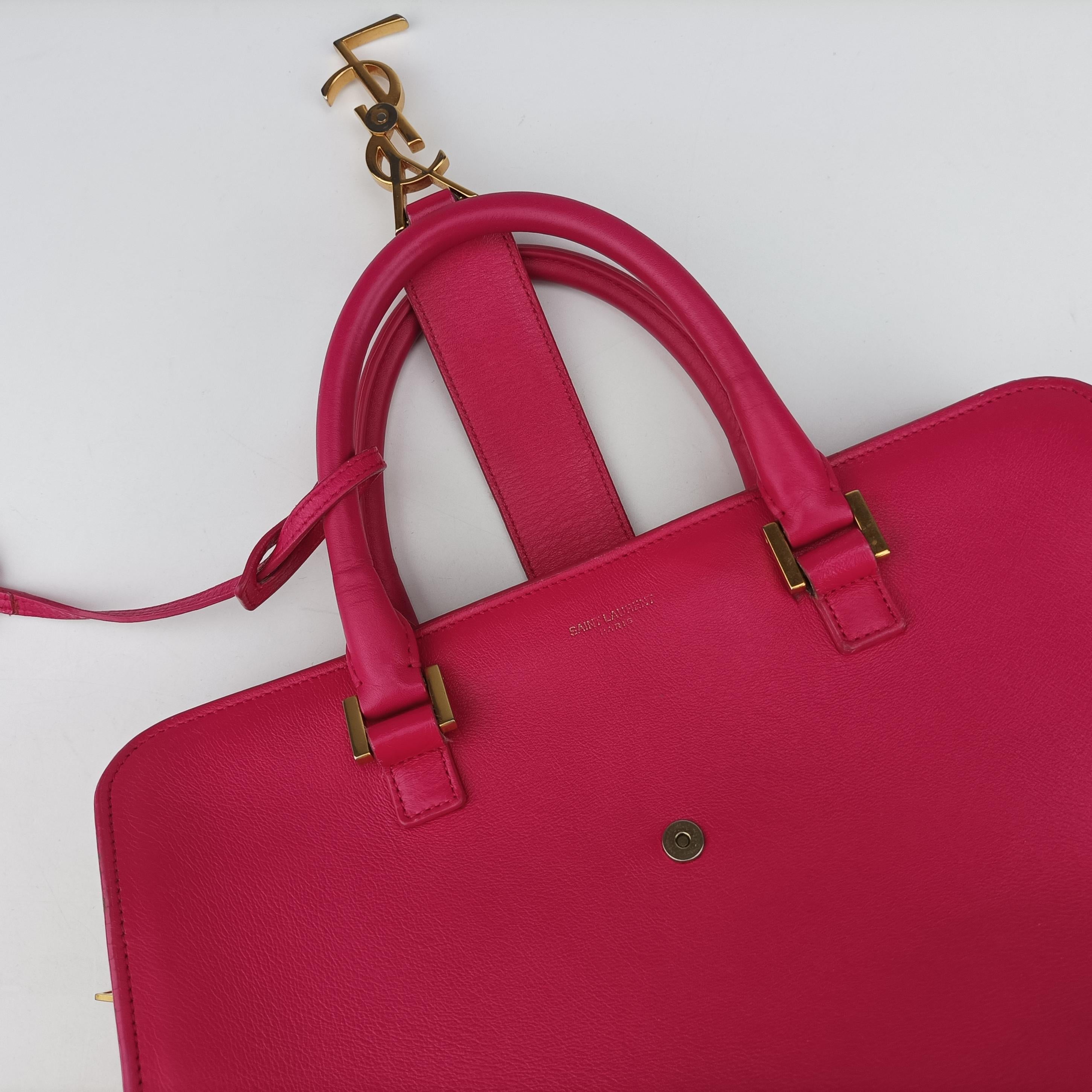 Pre-owned Yves Saint Laurent baby Cabas Rose Leather 357395 handbag | stylenewstar