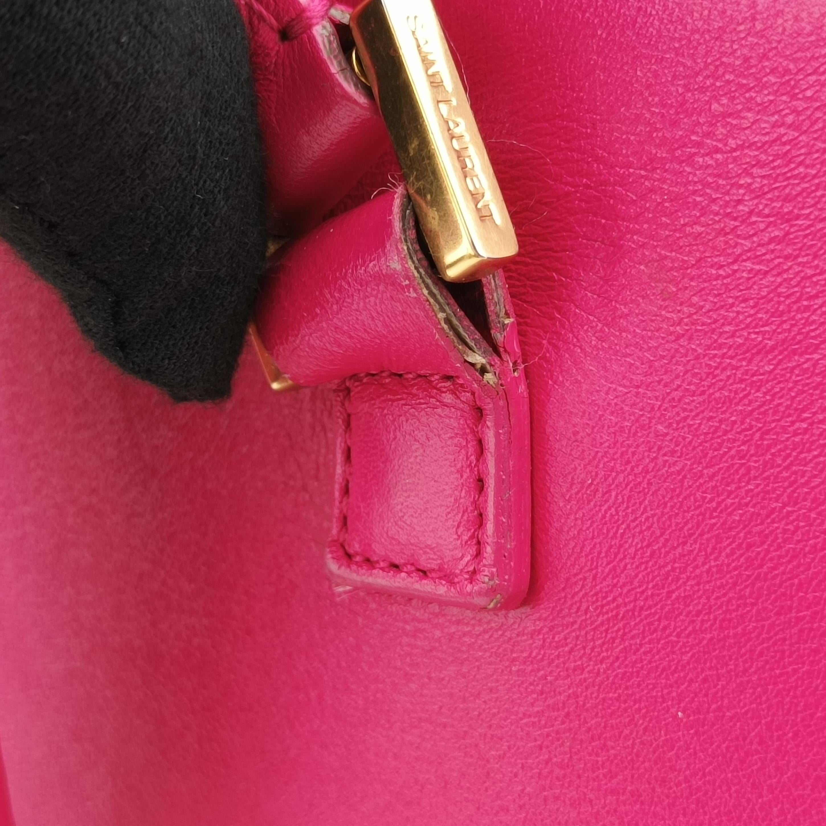 Pre-owned Yves Saint Laurent baby Cabas Rose Leather 357395 handbag | stylenewstar