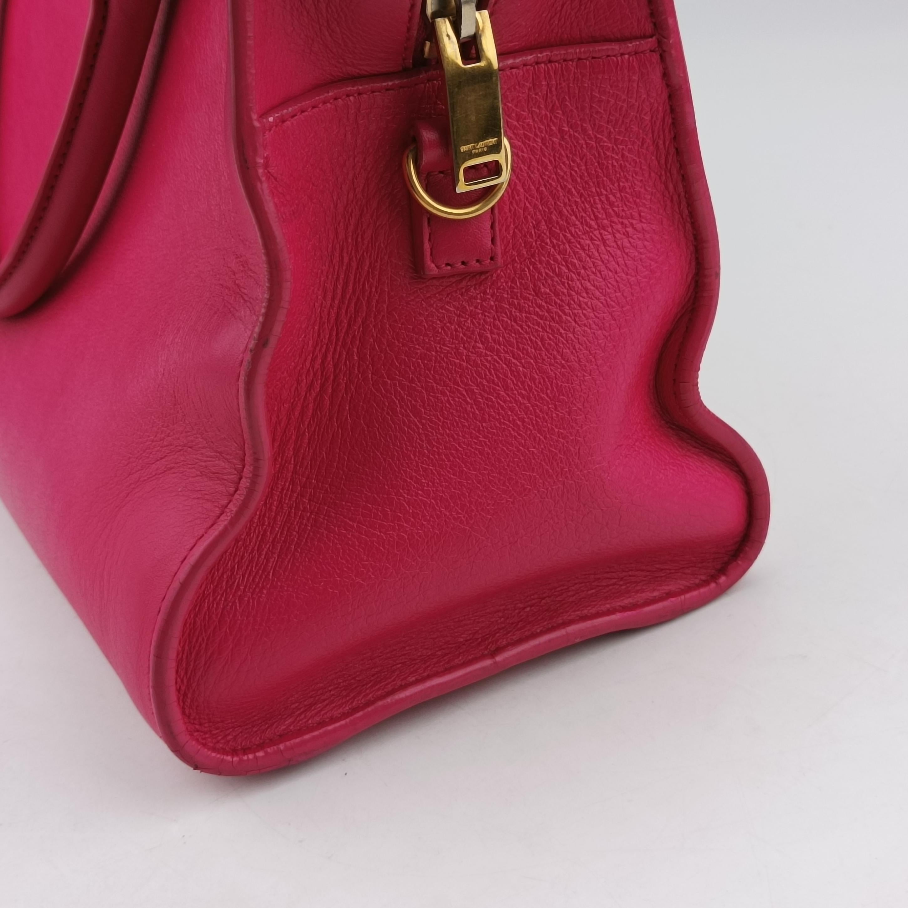 Pre-owned Yves Saint Laurent baby Cabas Rose Leather 357395 handbag | stylenewstar