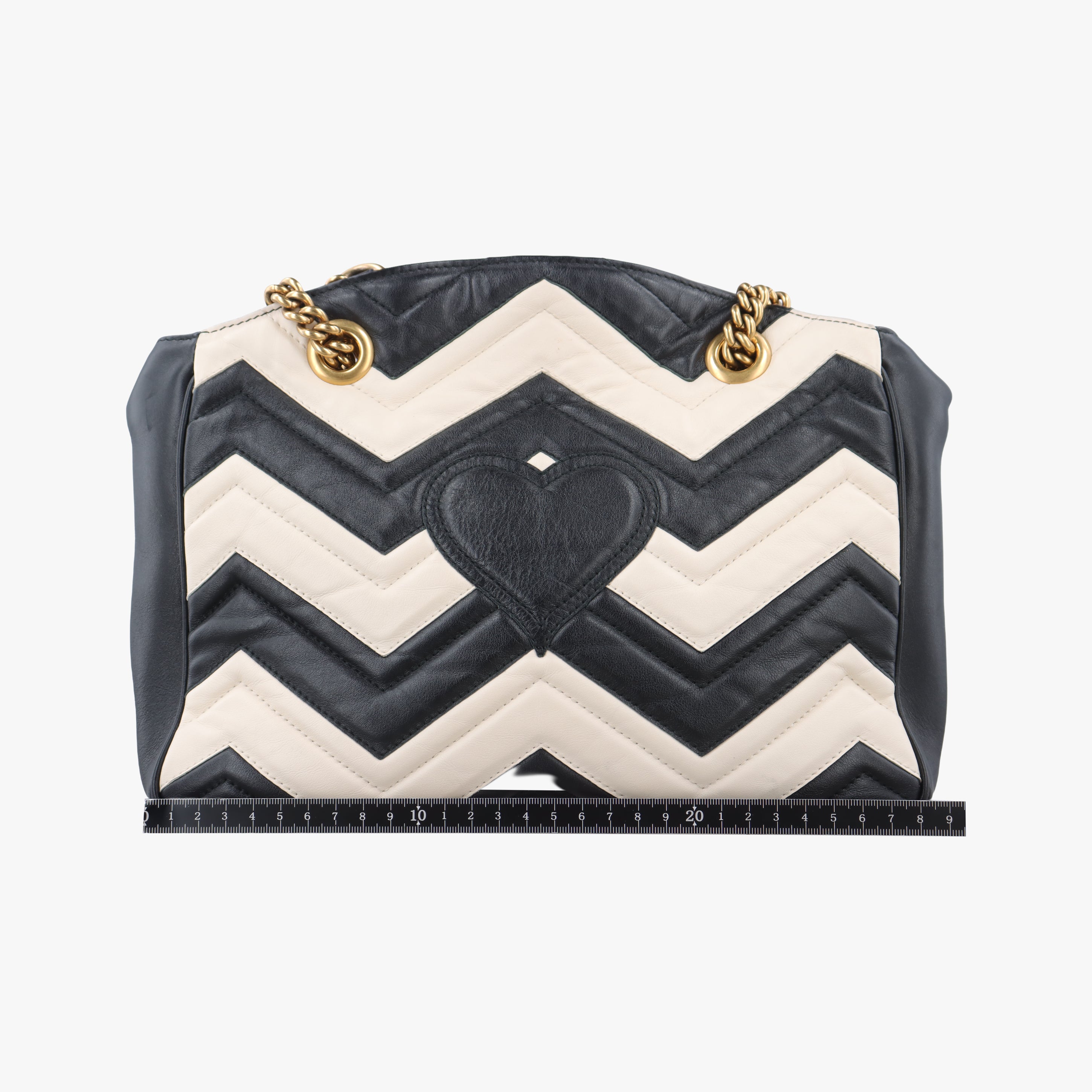 Pre-owned Gucci GG Marmont Black × White Leather 443501 shoulderbag | stylenewstar