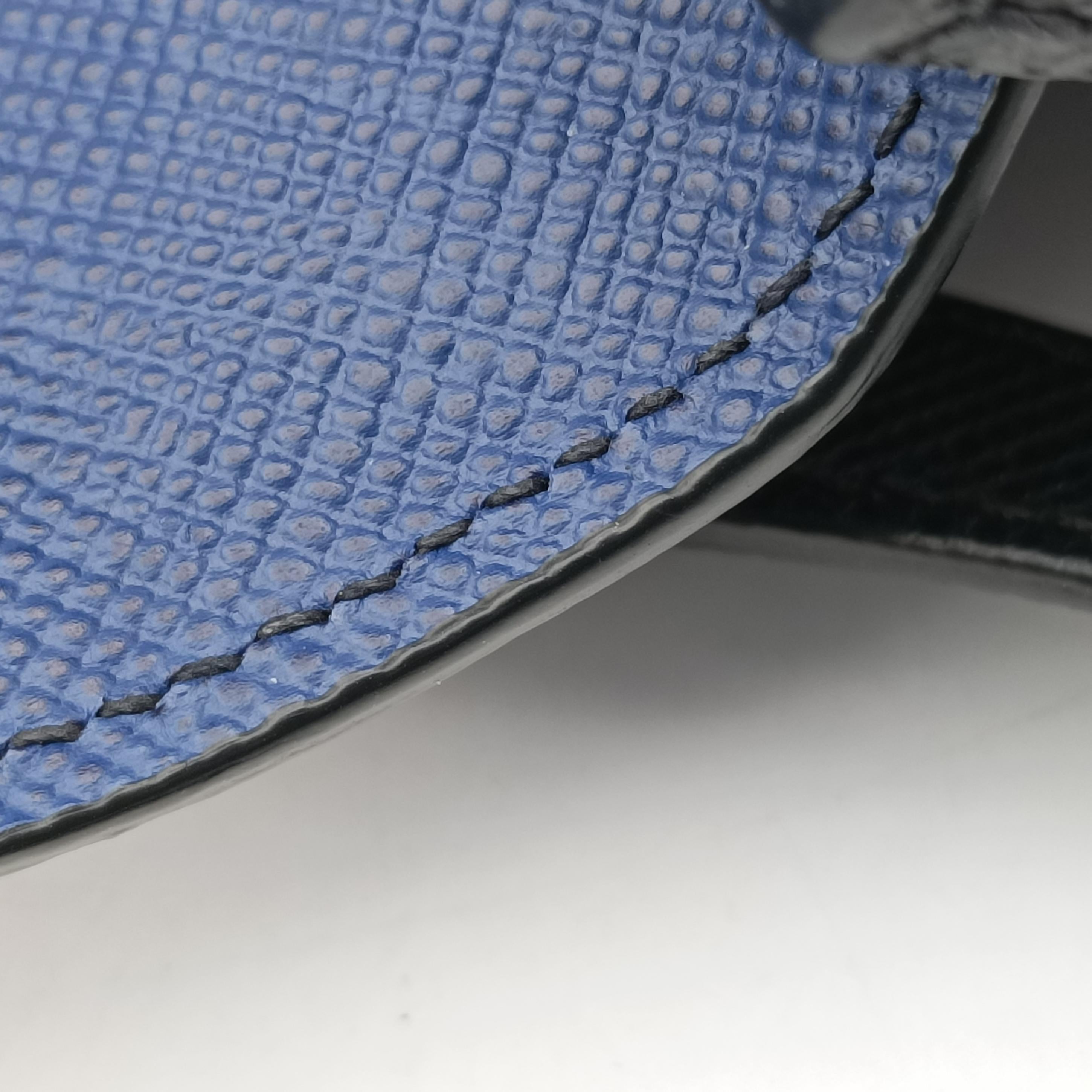 Pre-owned Prada Bicolor Saffiano Cuir Flap Blue x Black Leather×SAFFIANO Leather  shoulderbag | stylenewstar