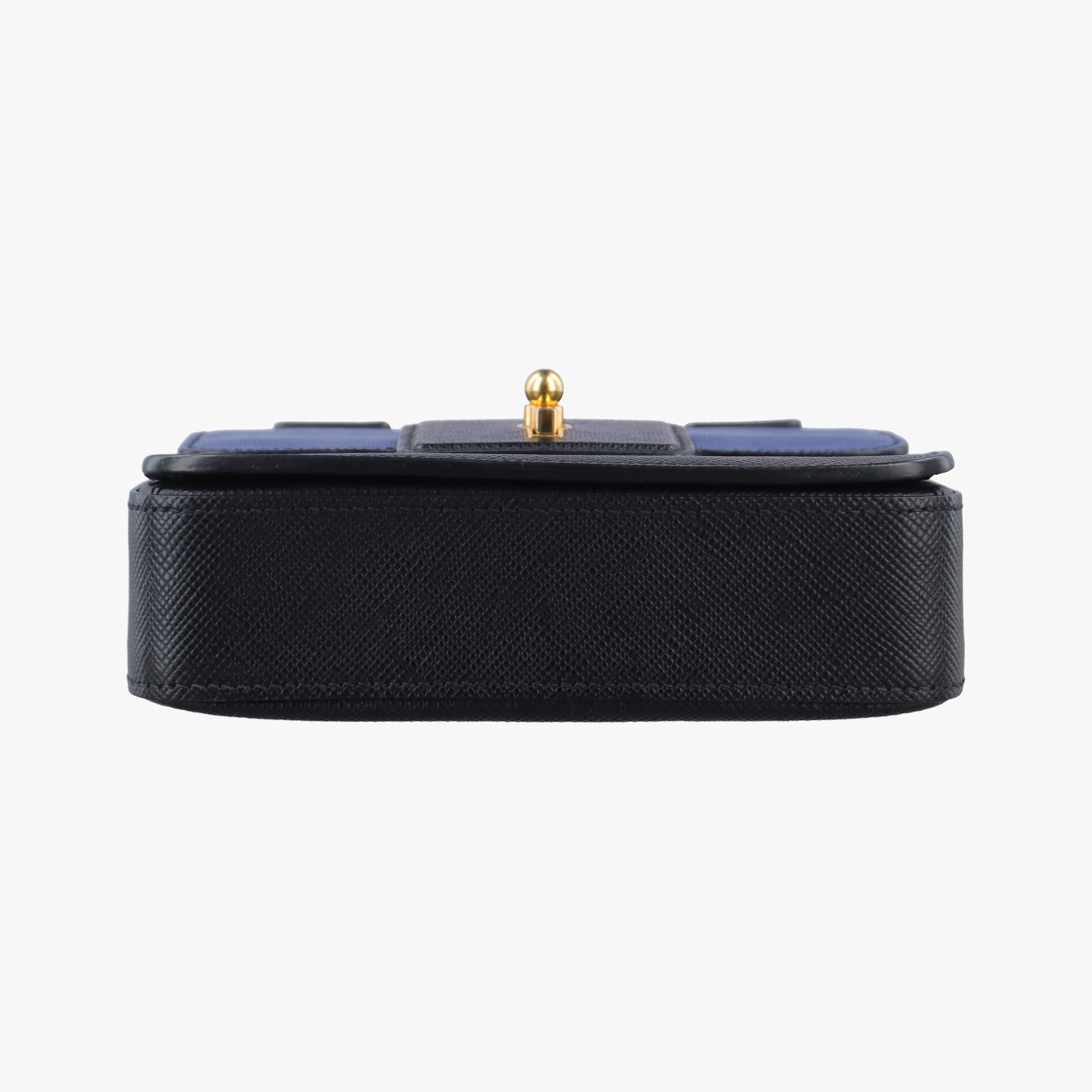 Pre-owned Prada Bicolor Saffiano Cuir Flap Blue x Black Leather×SAFFIANO Leather  shoulderbag | stylenewstar