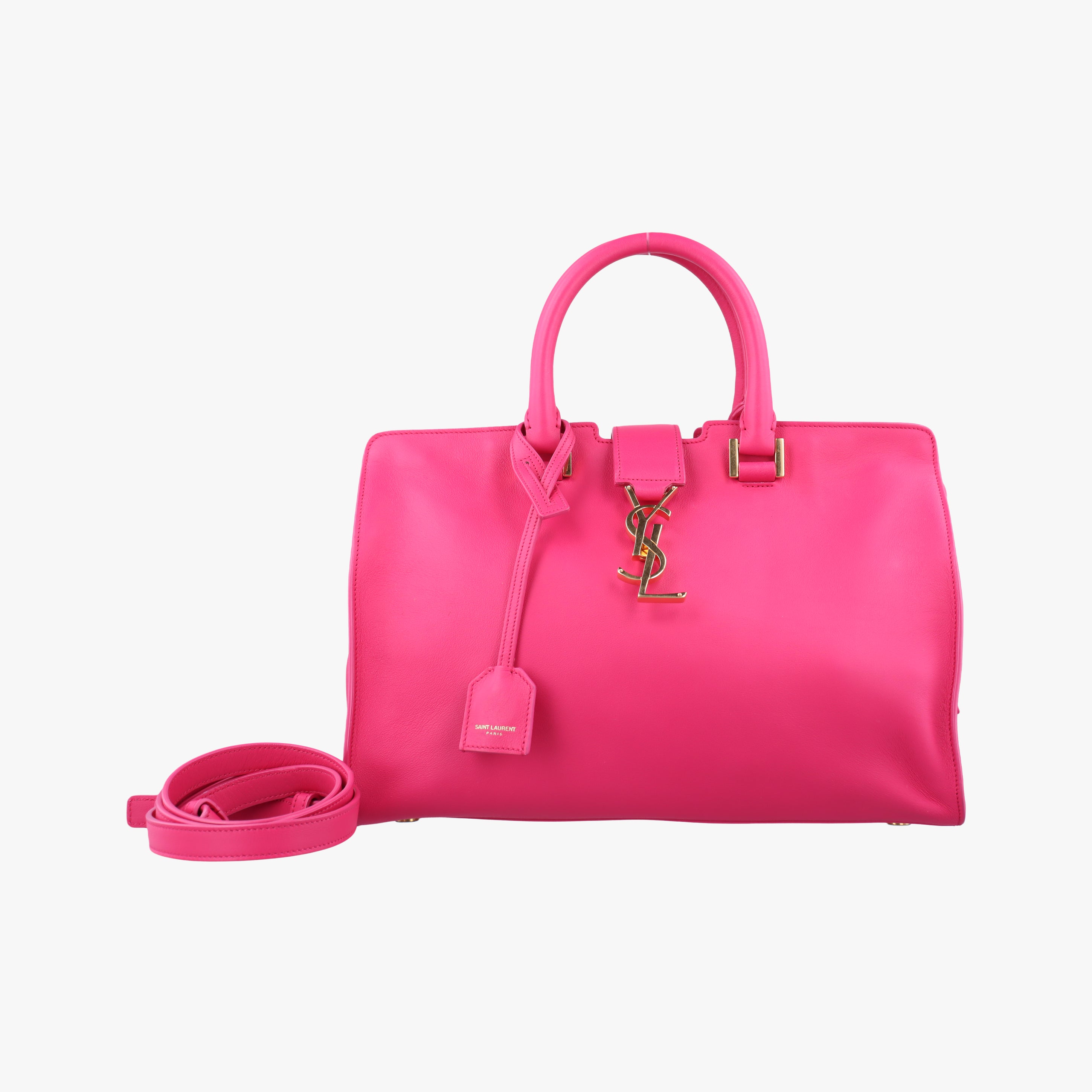 Pre-owned Yves Saint Laurent BABY CABAS Rose Leather 394461 shoulderbag | stylenewstar