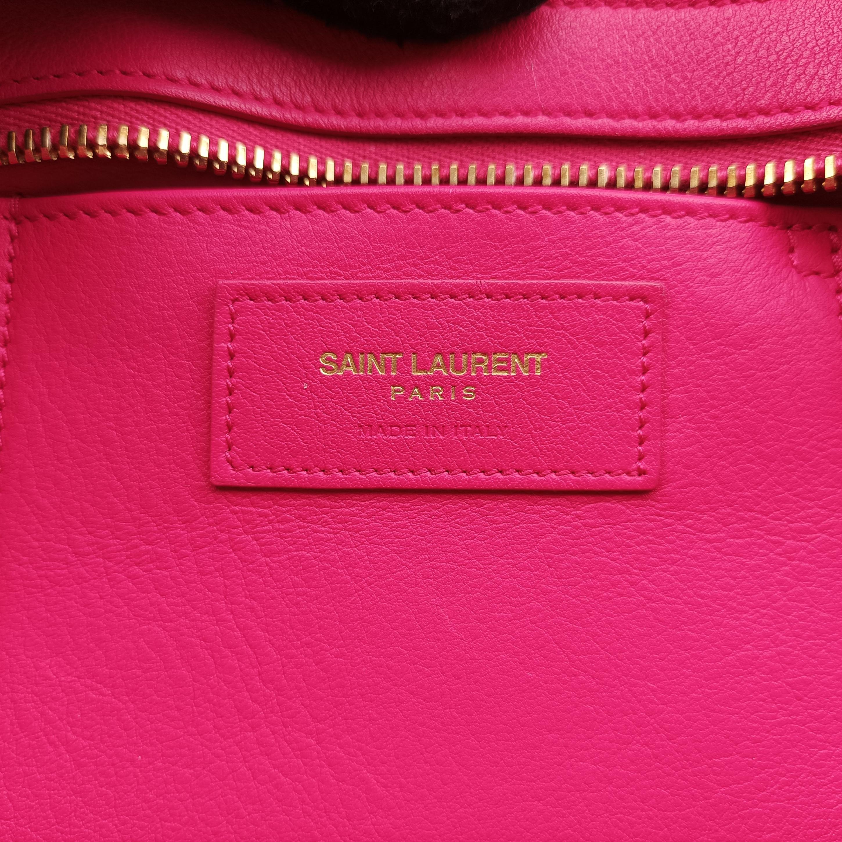 Pre-owned Yves Saint Laurent BABY CABAS Rose Leather 394461 shoulderbag | stylenewstar