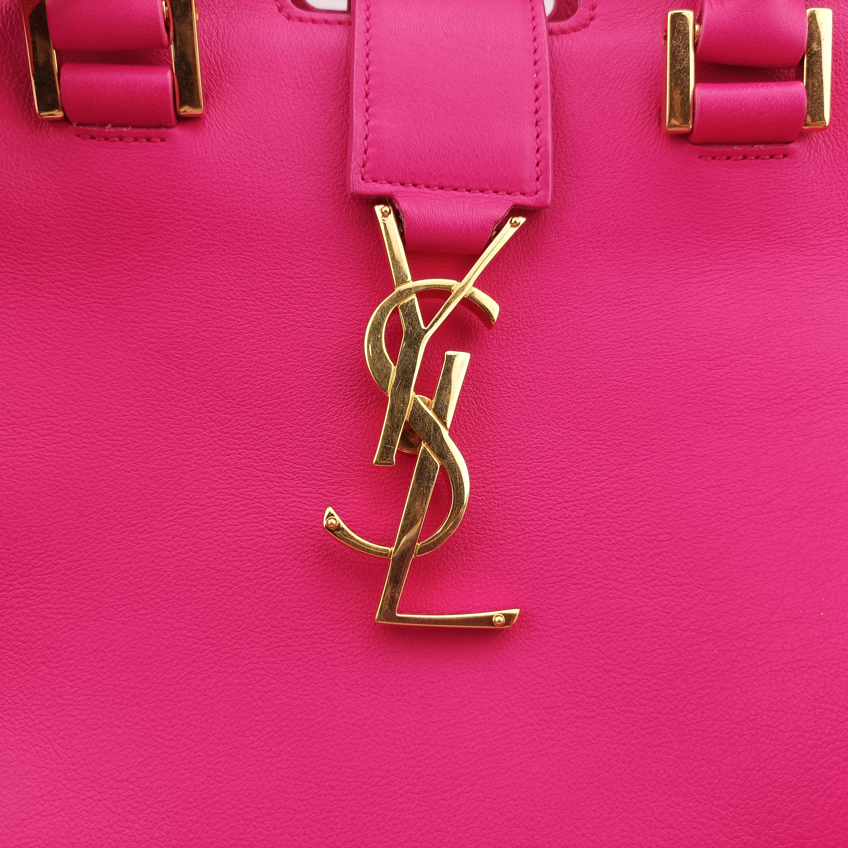 Pre-owned Yves Saint Laurent BABY CABAS Rose Leather 394461 shoulderbag | stylenewstar