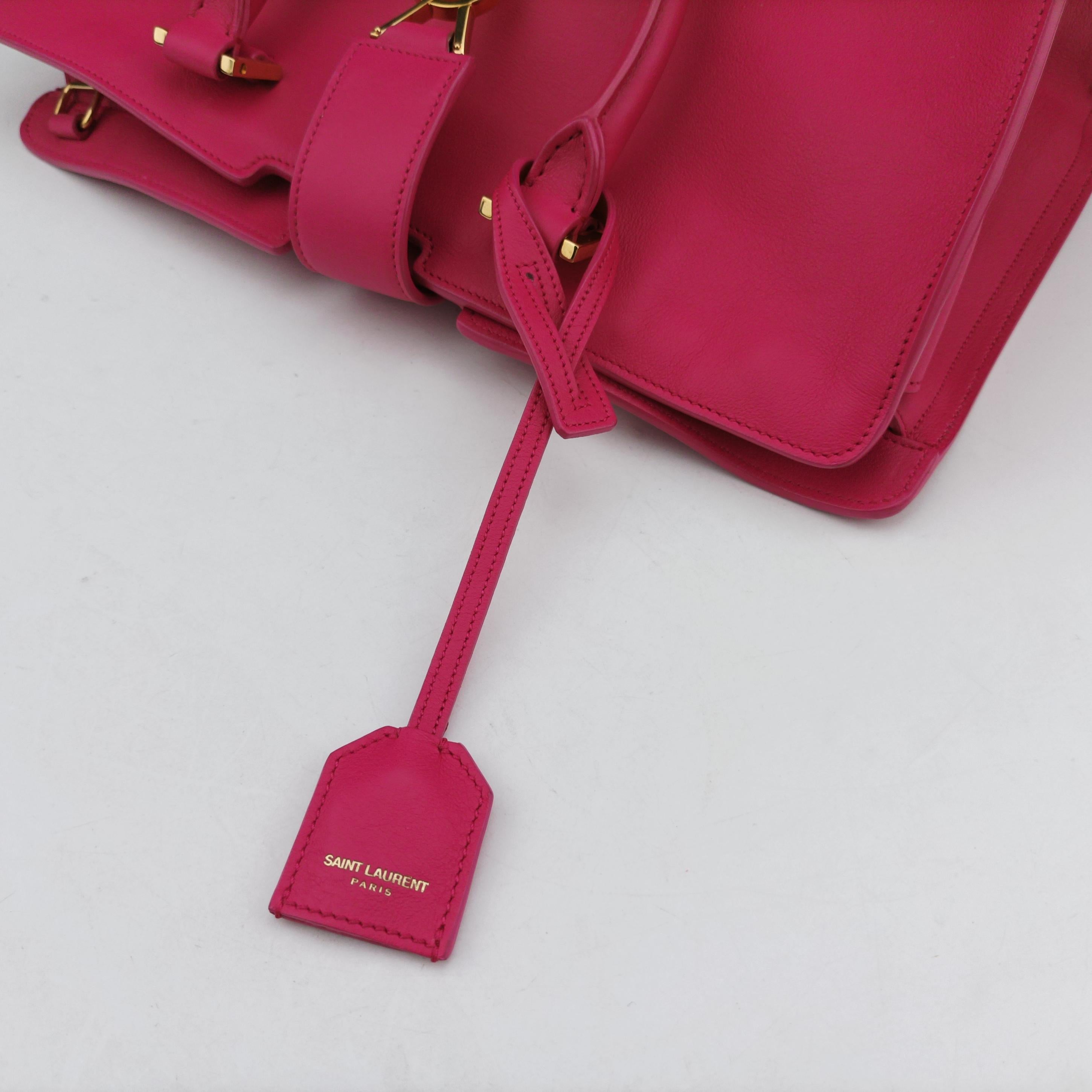 Pre-owned Yves Saint Laurent BABY CABAS Rose Leather 394461 shoulderbag | stylenewstar