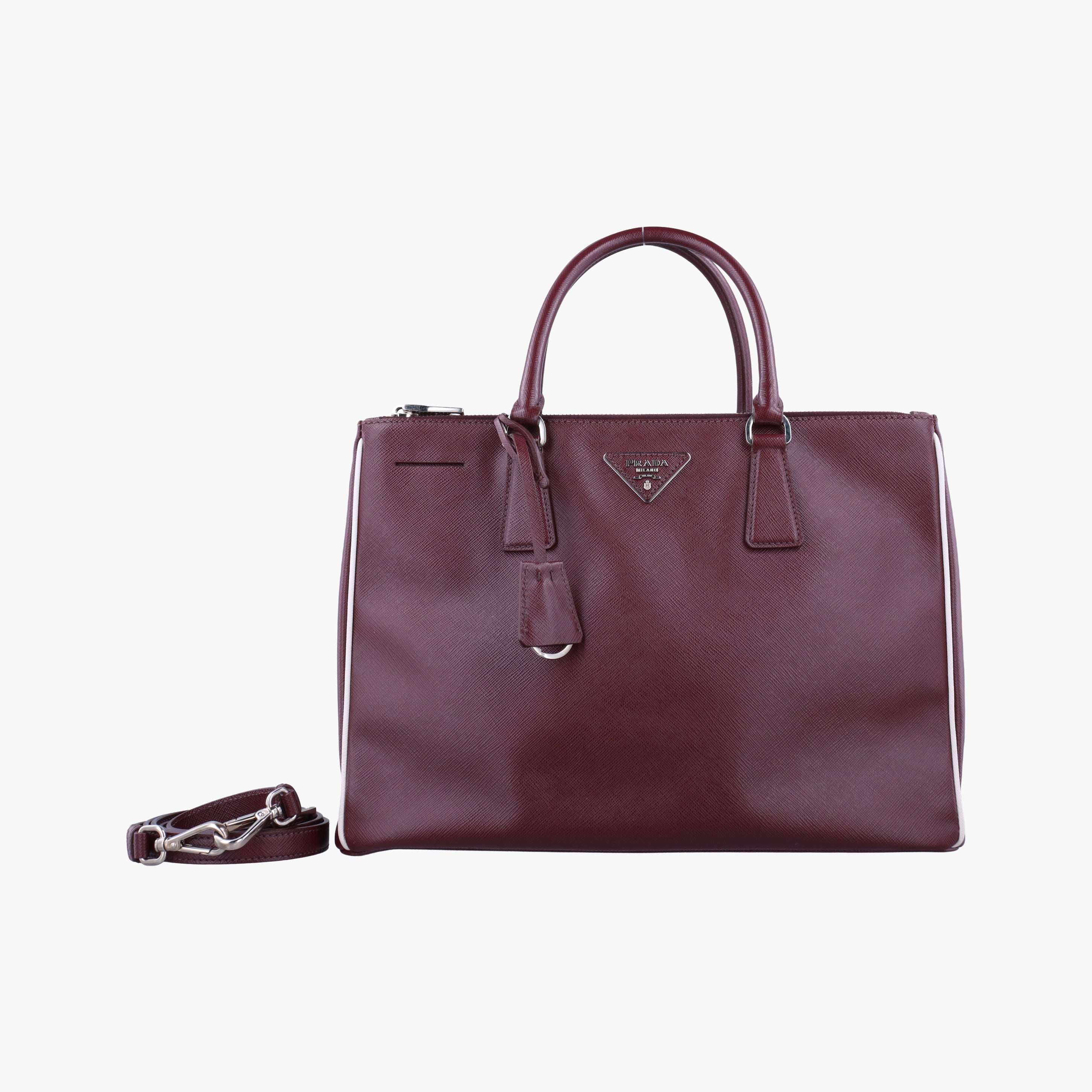 Pre-owned Prada Galleria Burgundy SAFFIANO Leather BN2274 shoulderbag | stylenewstar