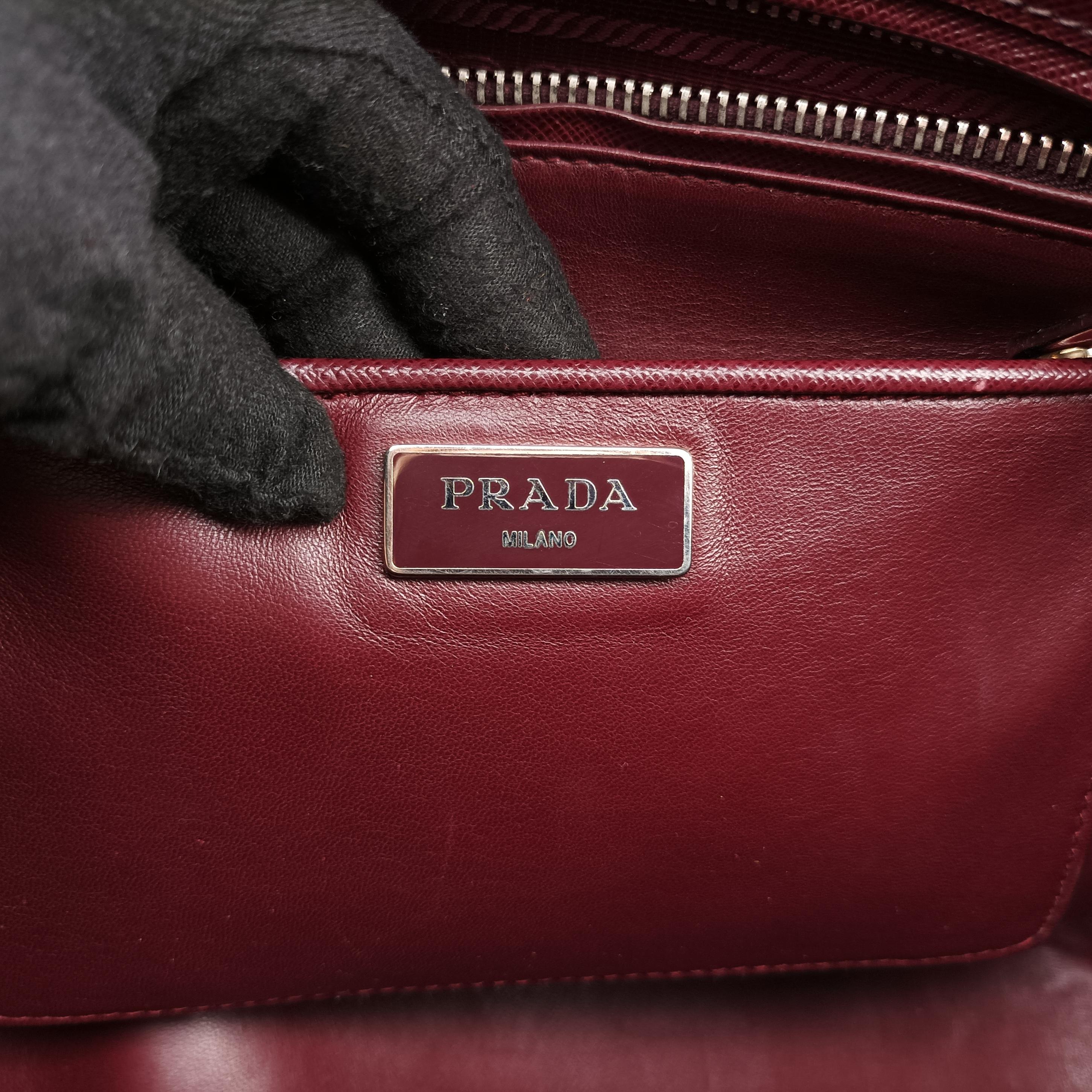 Pre-owned Prada Galleria Burgundy SAFFIANO Leather BN2274 shoulderbag | stylenewstar