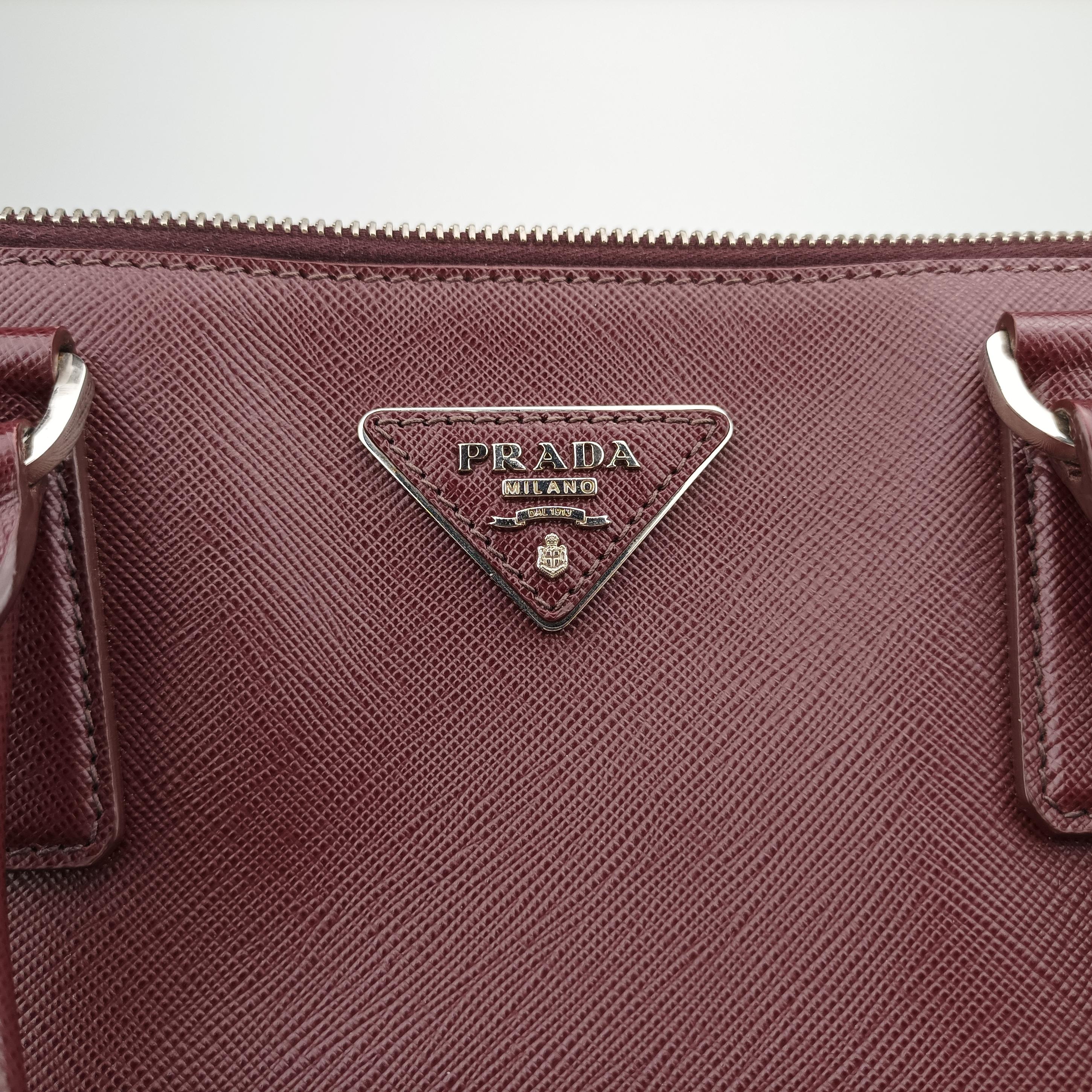 Pre-owned Prada Galleria Burgundy SAFFIANO Leather BN2274 shoulderbag | stylenewstar