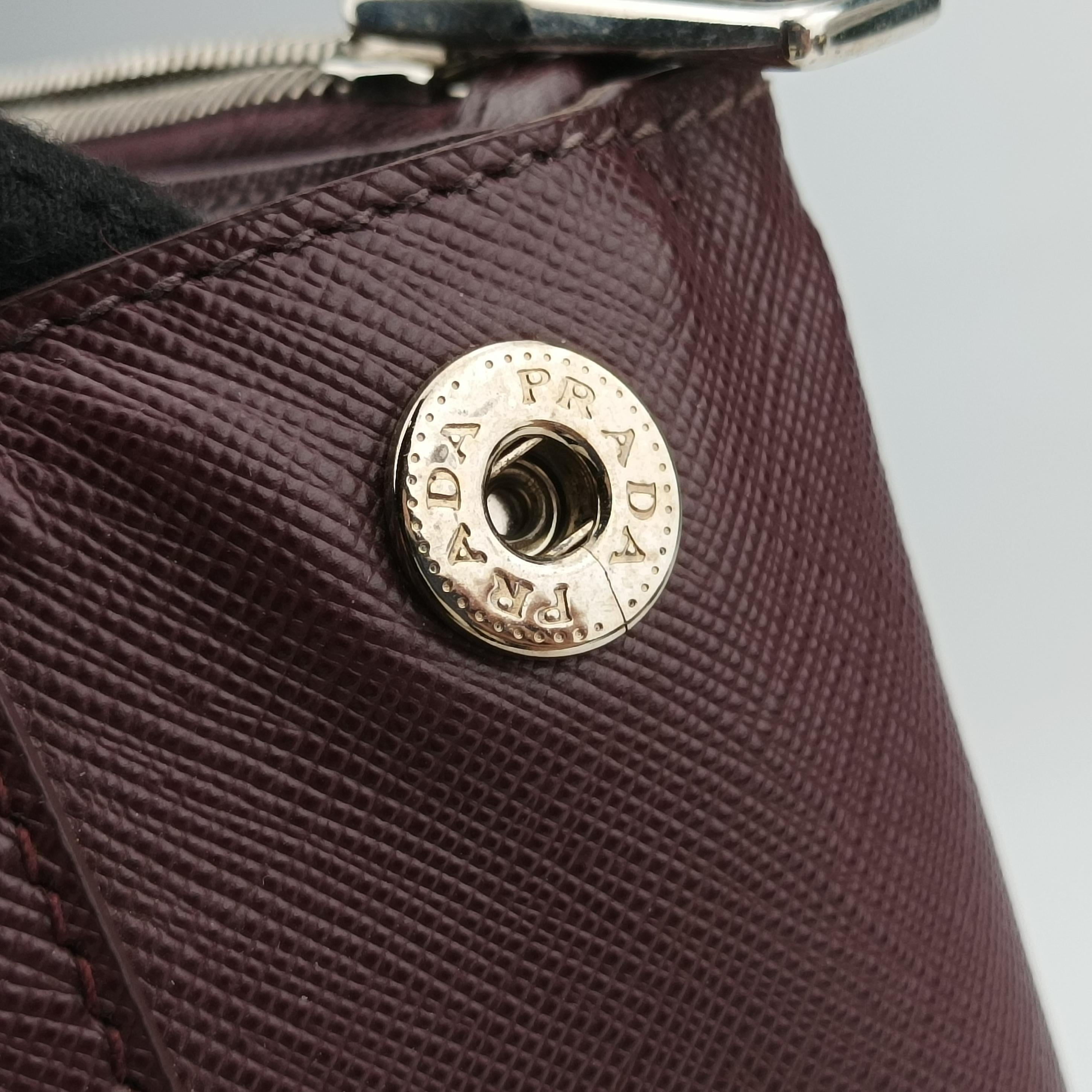 Pre-owned Prada Galleria Burgundy SAFFIANO Leather BN2274 shoulderbag | stylenewstar