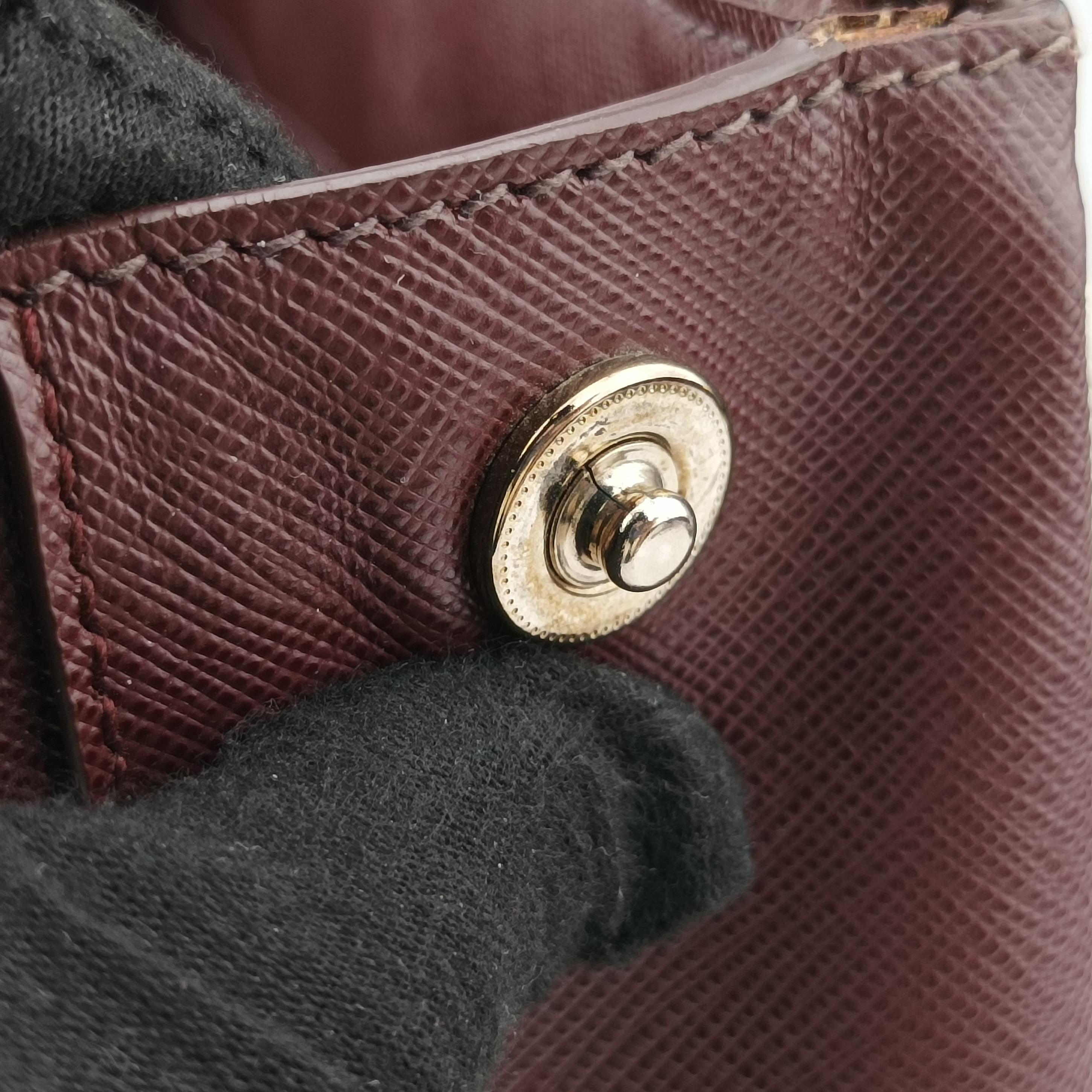 Pre-owned Prada Galleria Burgundy SAFFIANO Leather BN2274 shoulderbag | stylenewstar