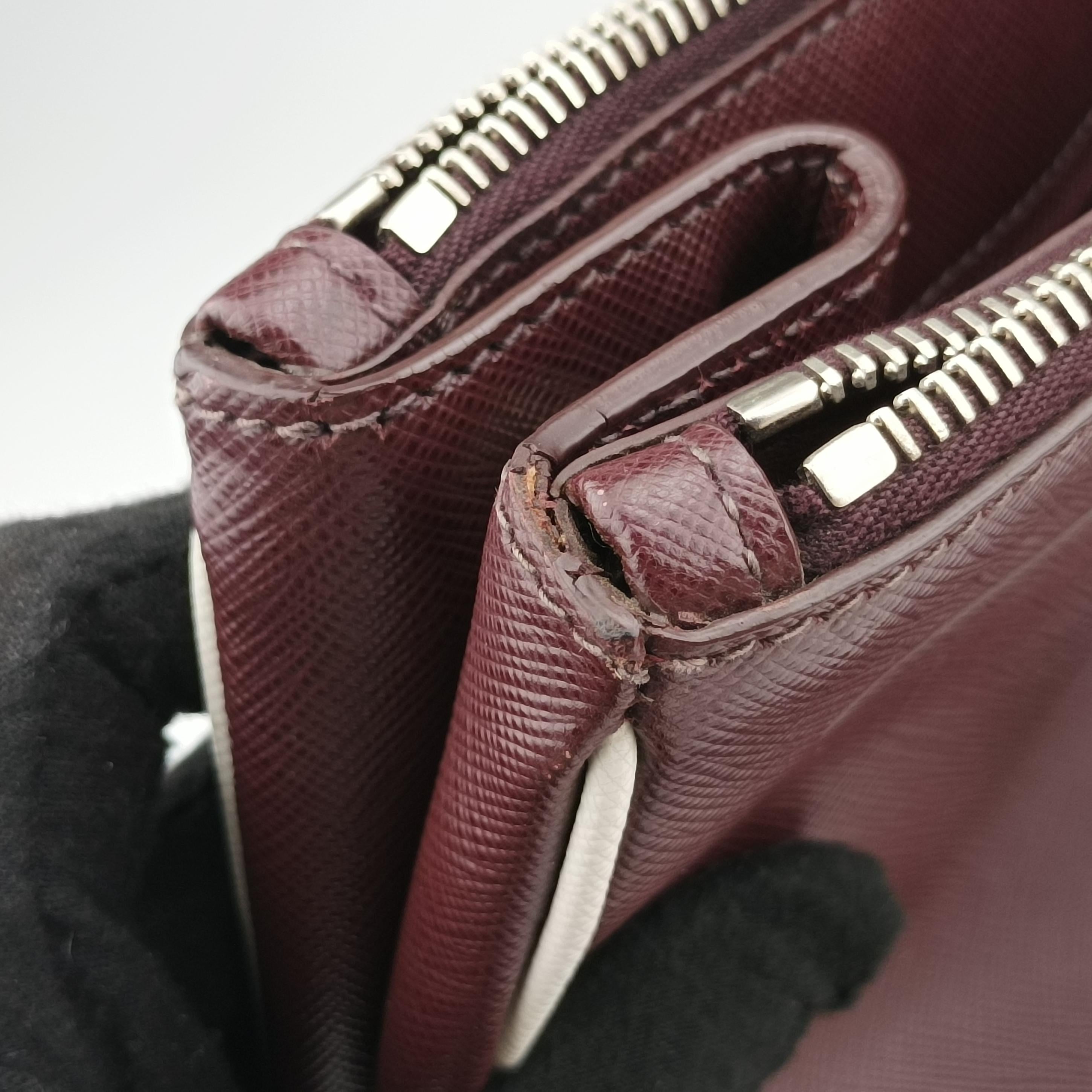 Pre-owned Prada Galleria Burgundy SAFFIANO Leather BN2274 shoulderbag | stylenewstar
