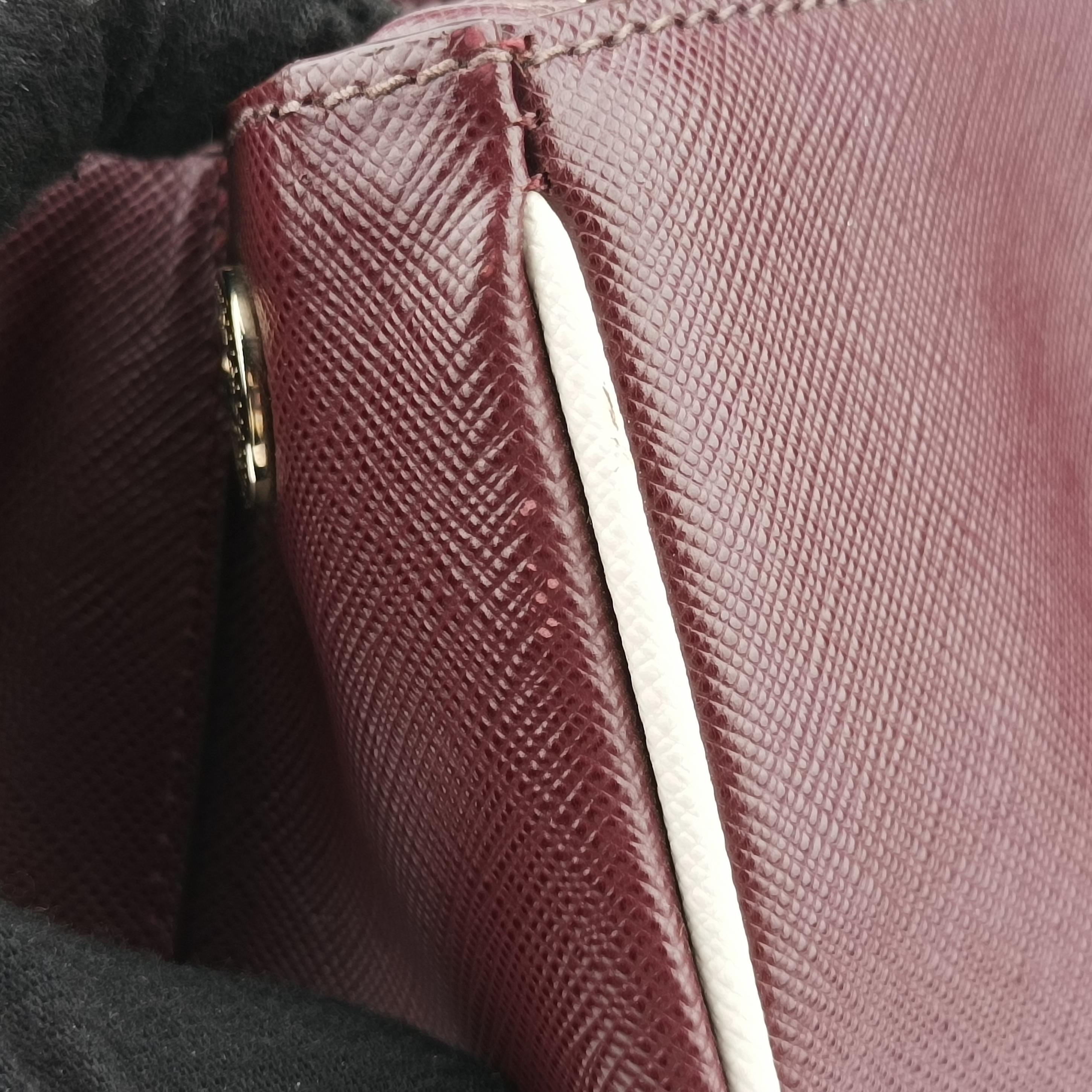 Pre-owned Prada Galleria Burgundy SAFFIANO Leather BN2274 shoulderbag | stylenewstar