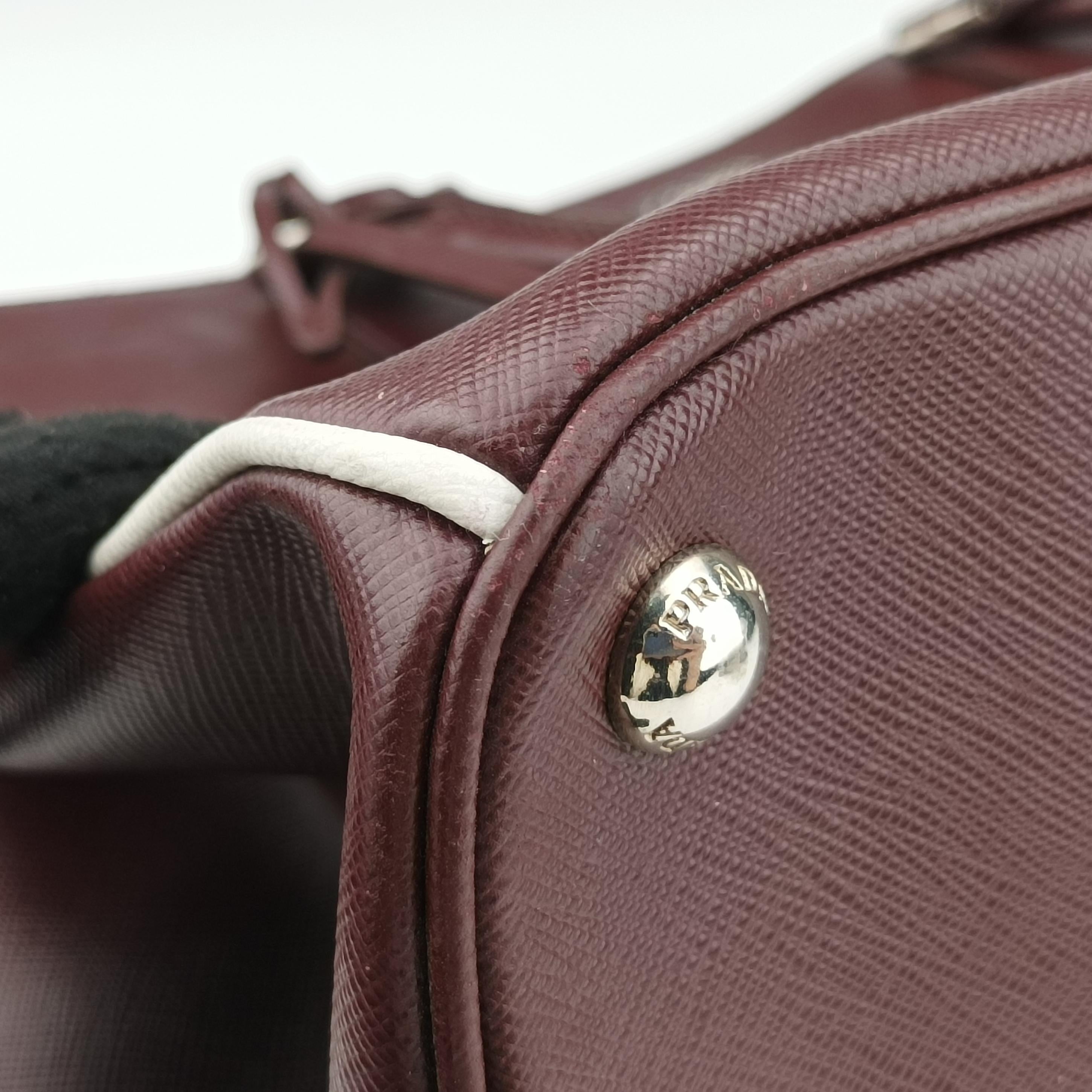 Pre-owned Prada Galleria Burgundy SAFFIANO Leather BN2274 shoulderbag | stylenewstar
