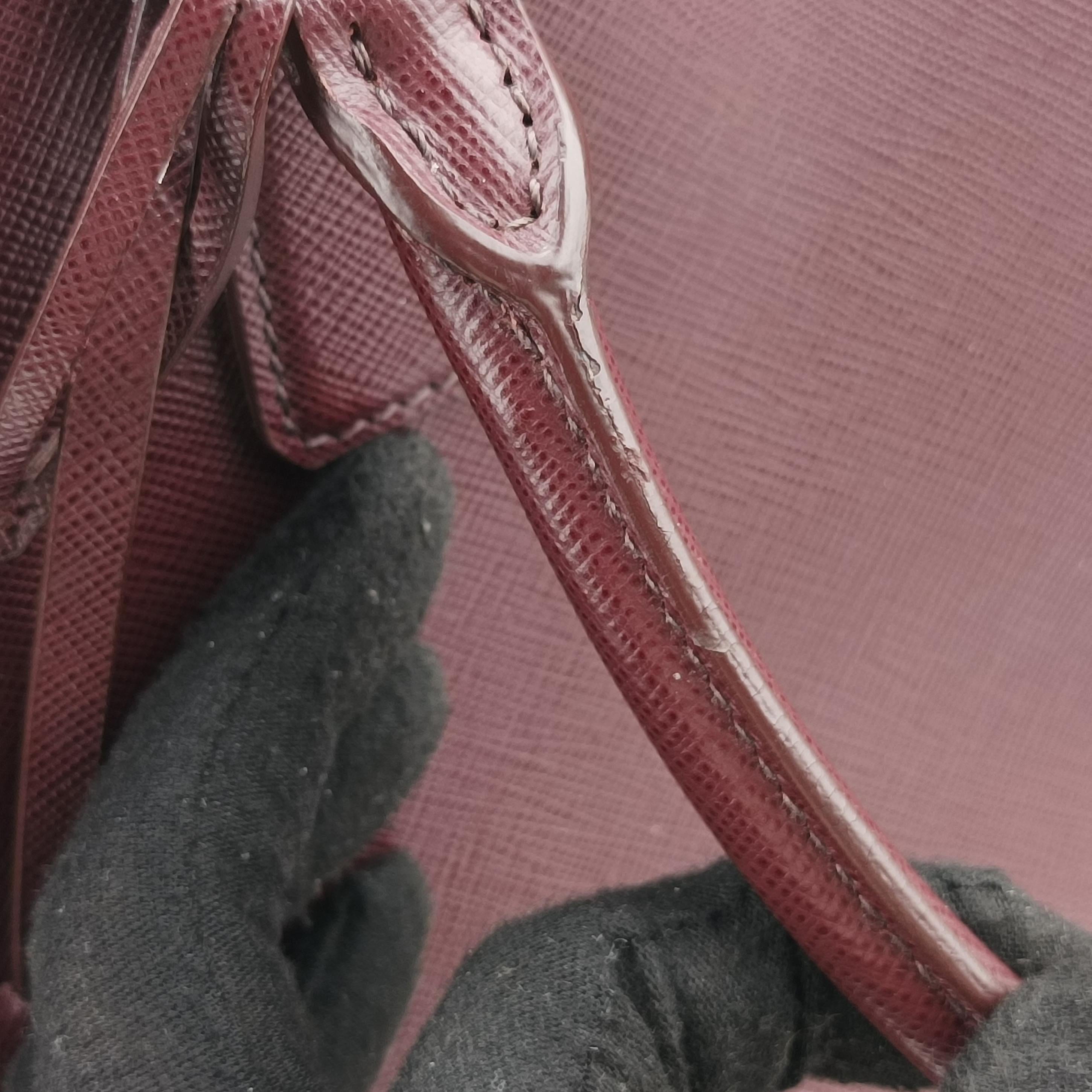 Pre-owned Prada Galleria Burgundy SAFFIANO Leather BN2274 shoulderbag | stylenewstar