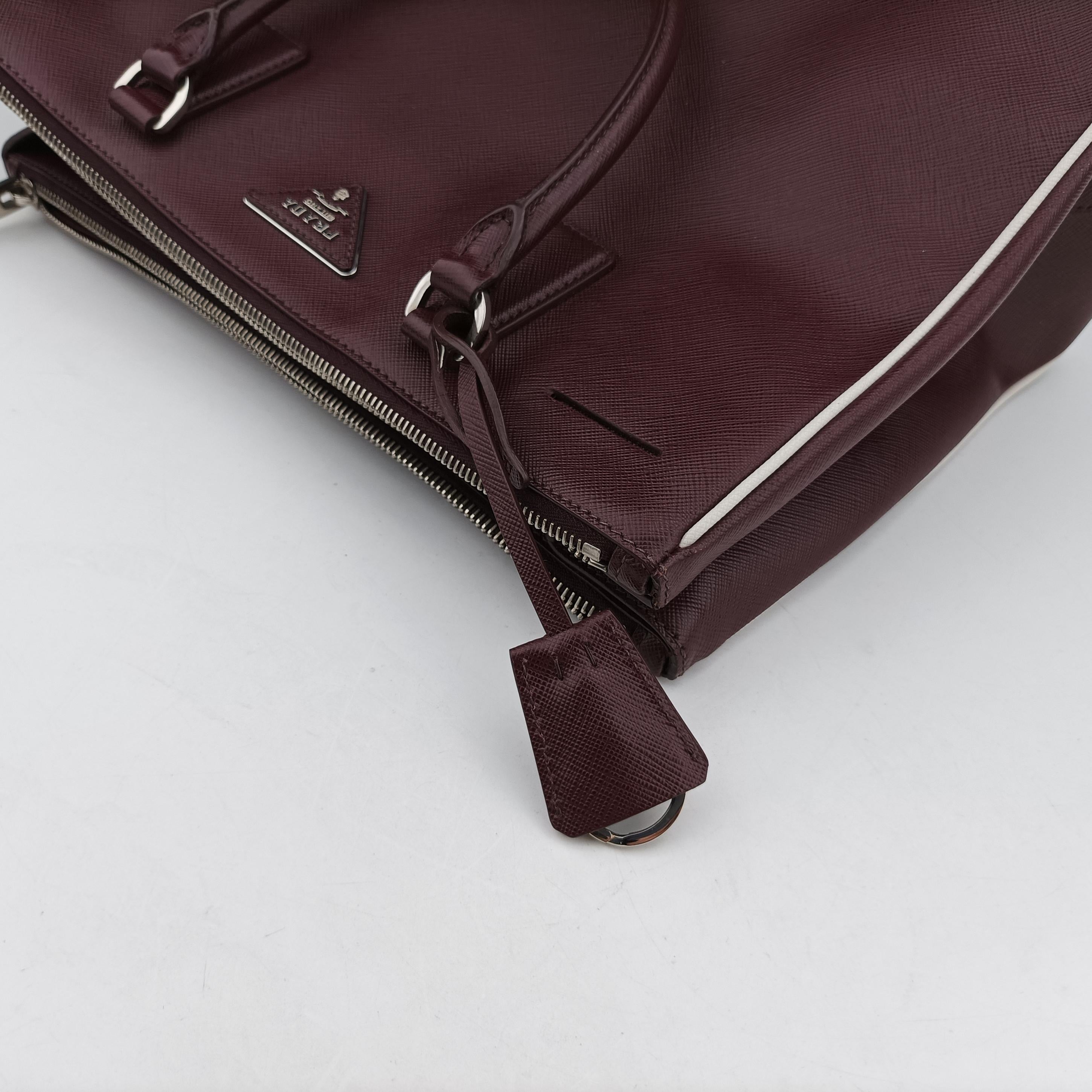 Pre-owned Prada Galleria Burgundy SAFFIANO Leather BN2274 shoulderbag | stylenewstar