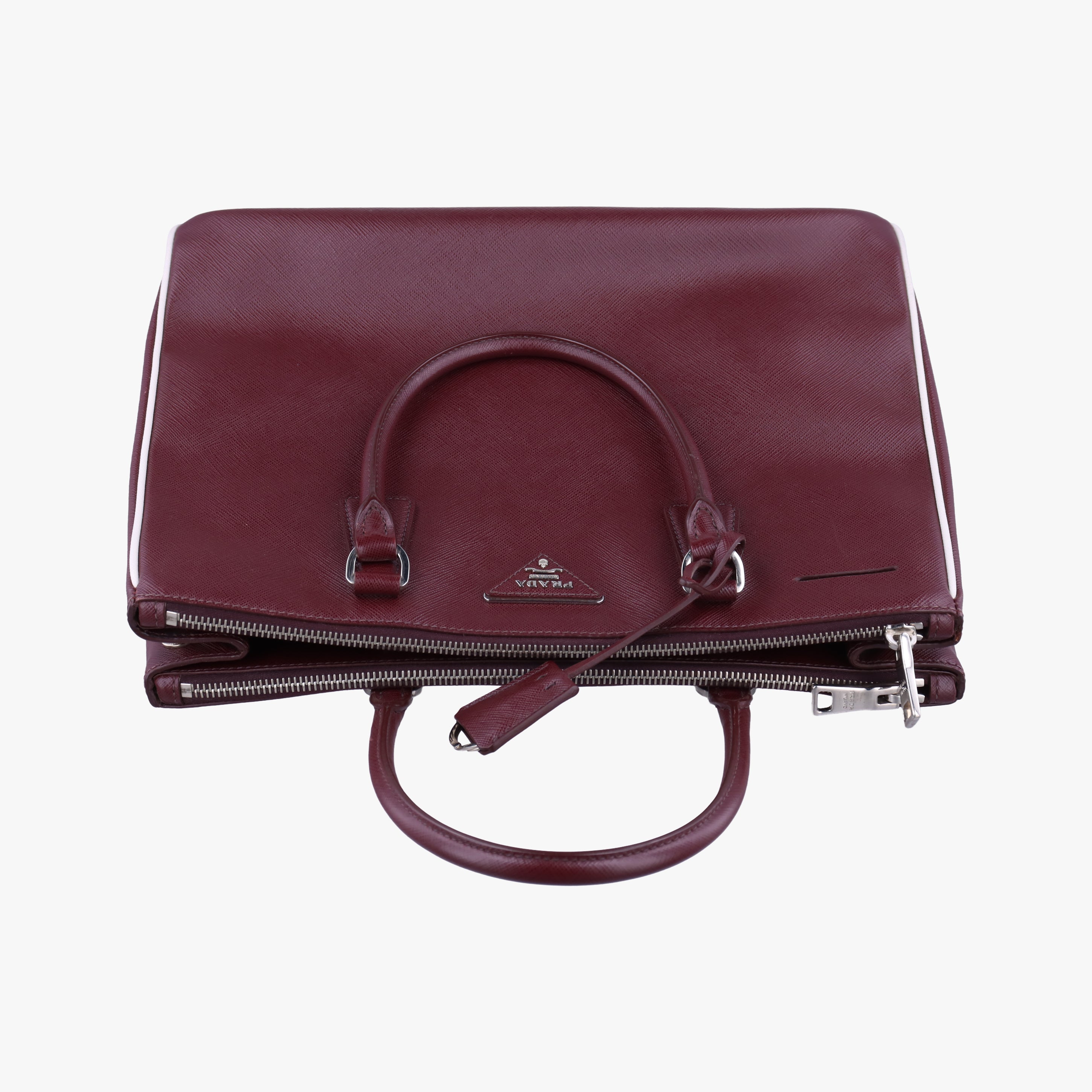 Pre-owned Prada Galleria Burgundy SAFFIANO Leather BN2274 shoulderbag | stylenewstar