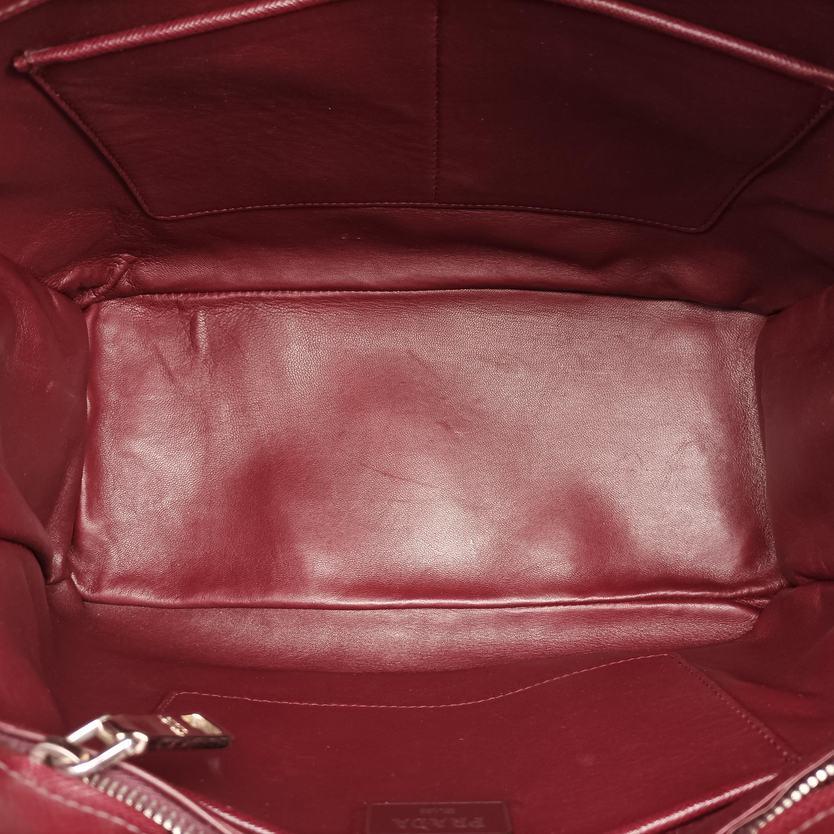 Pre-owned Prada Galleria Burgundy SAFFIANO Leather BN2274 shoulderbag | stylenewstar