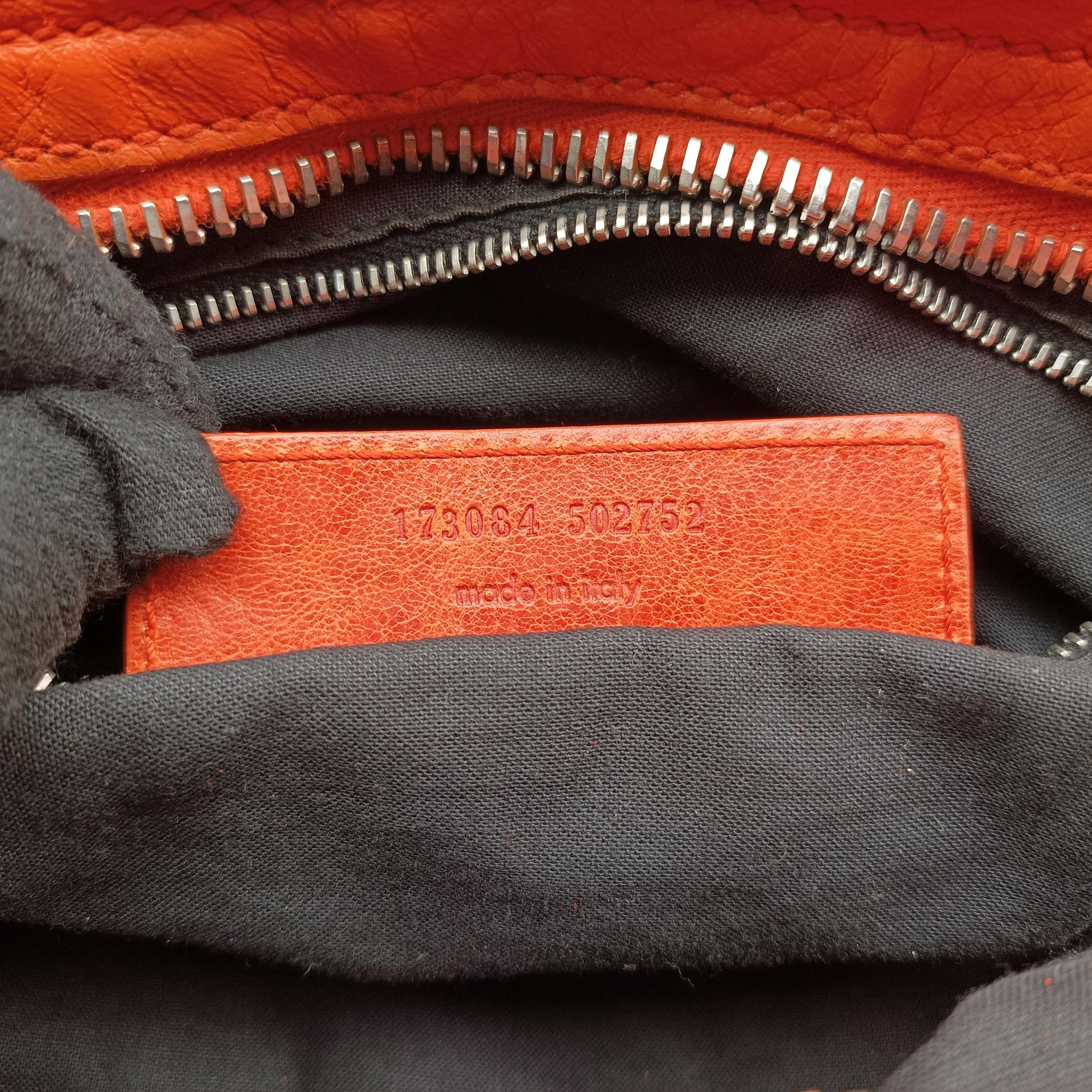 Pre-owned Balenciaga Giant City Orange lambskin  shoulderbag | stylenewstar