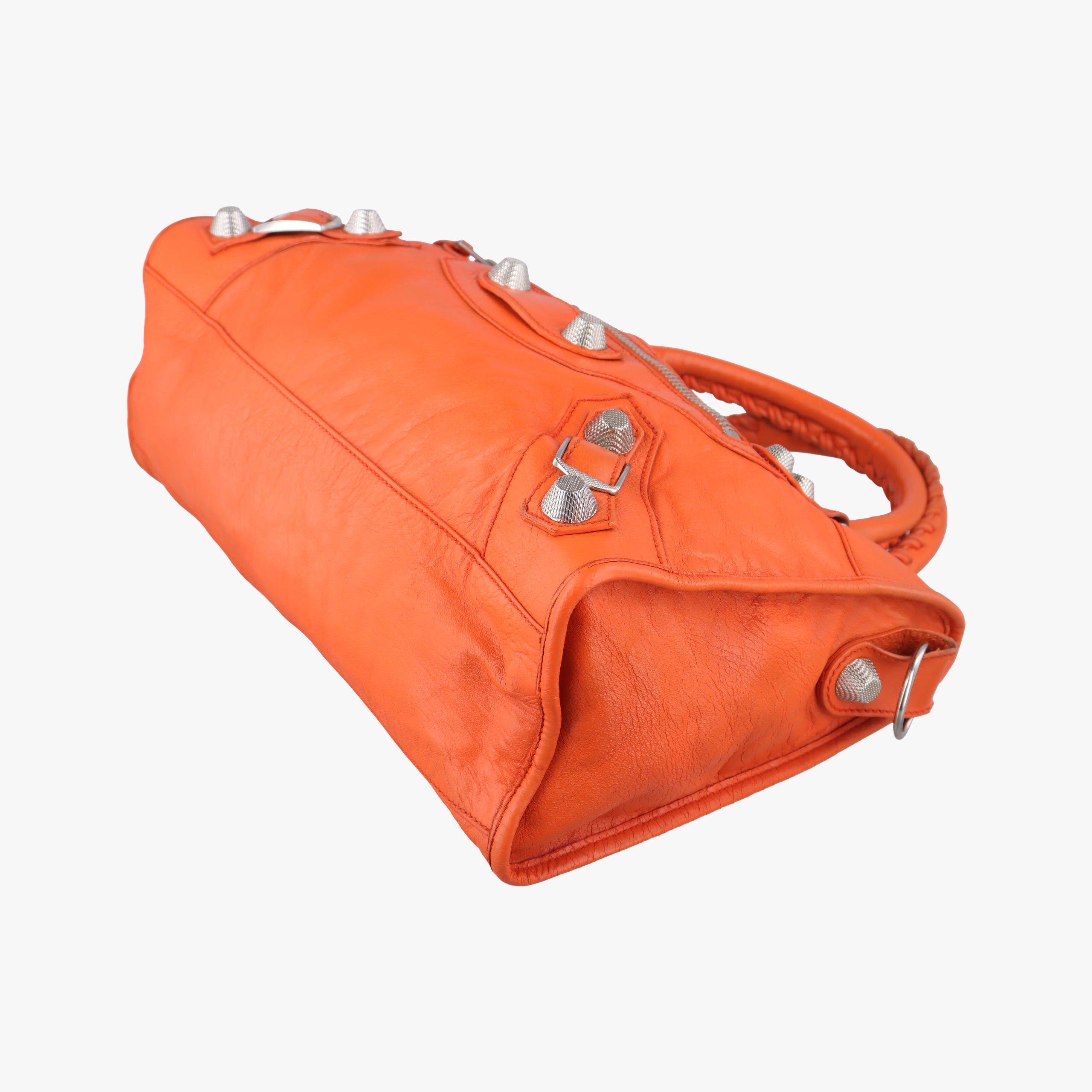 Pre-owned Balenciaga Giant City Orange lambskin  shoulderbag | stylenewstar