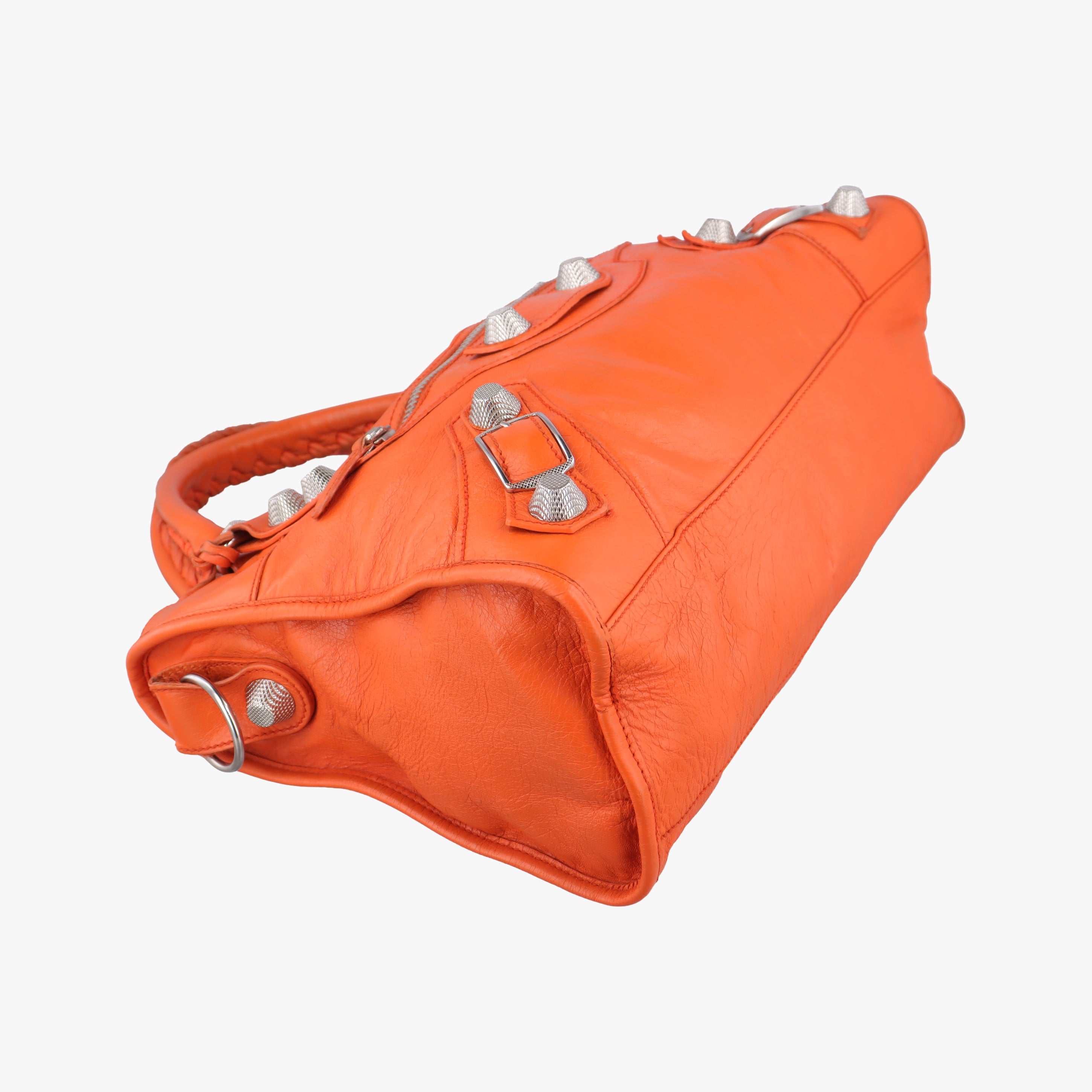 Pre-owned Balenciaga Giant City Orange lambskin  shoulderbag | stylenewstar