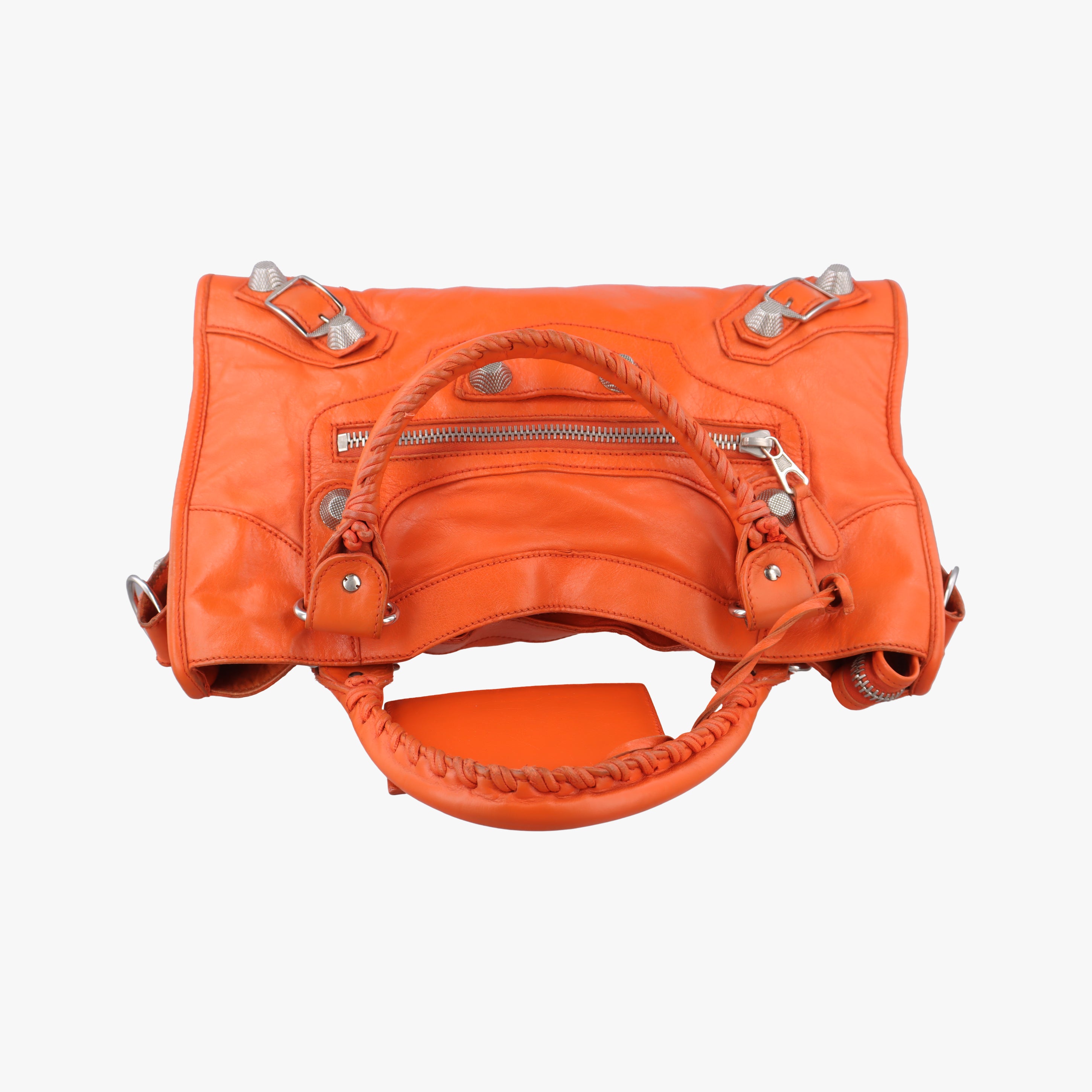 Pre-owned Balenciaga Giant City Orange lambskin  shoulderbag | stylenewstar