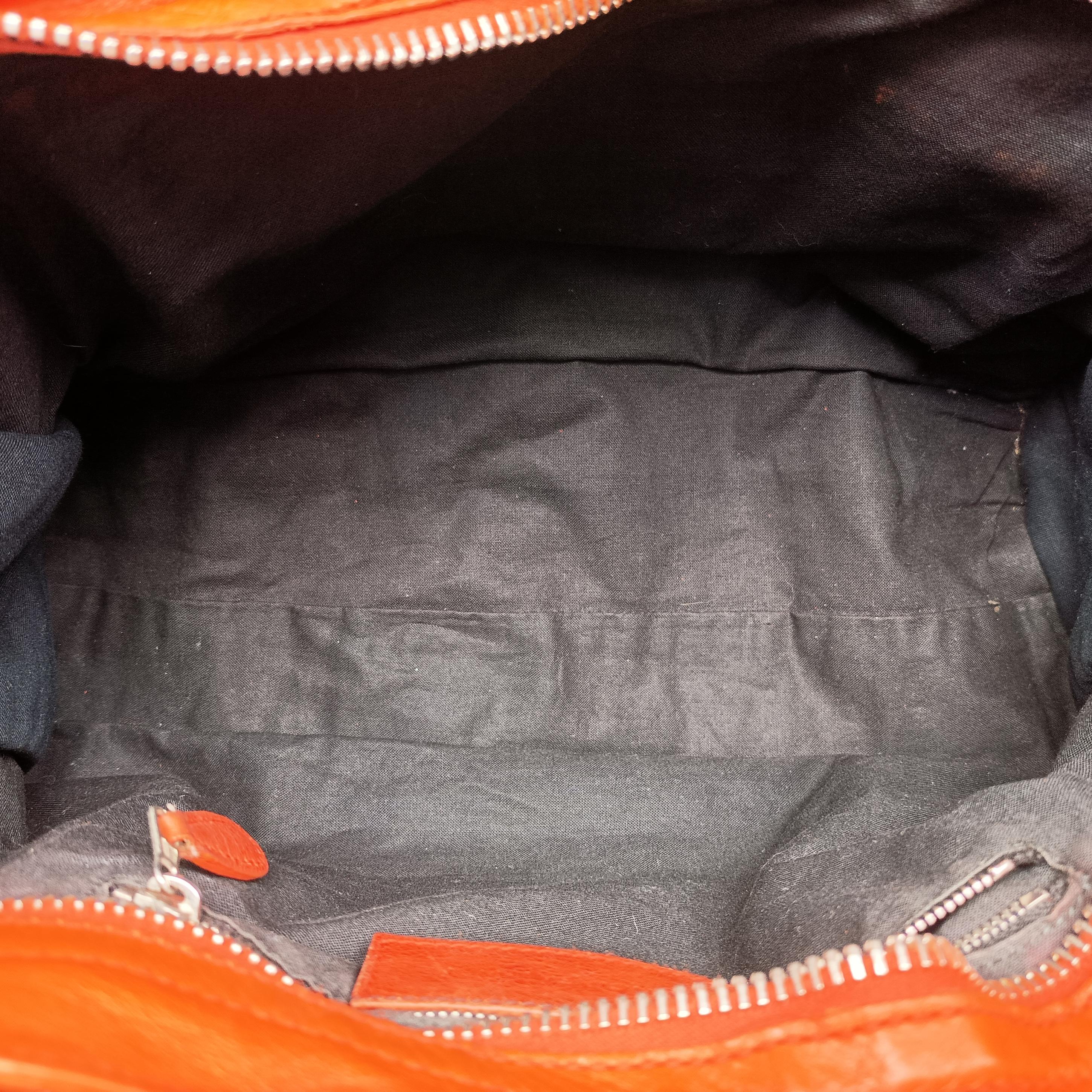 Pre-owned Balenciaga Giant City Orange lambskin  shoulderbag | stylenewstar