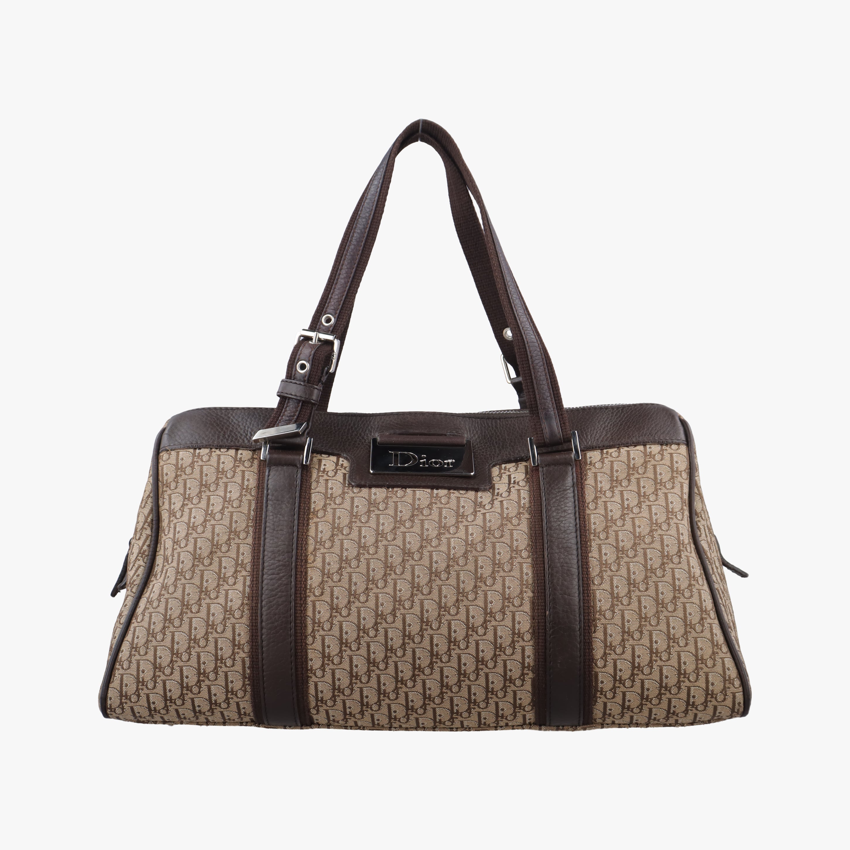 Vintage Christian Dior Street Chic Trotter Brown×beige Jacquard×leather  handbag | stylenewstar