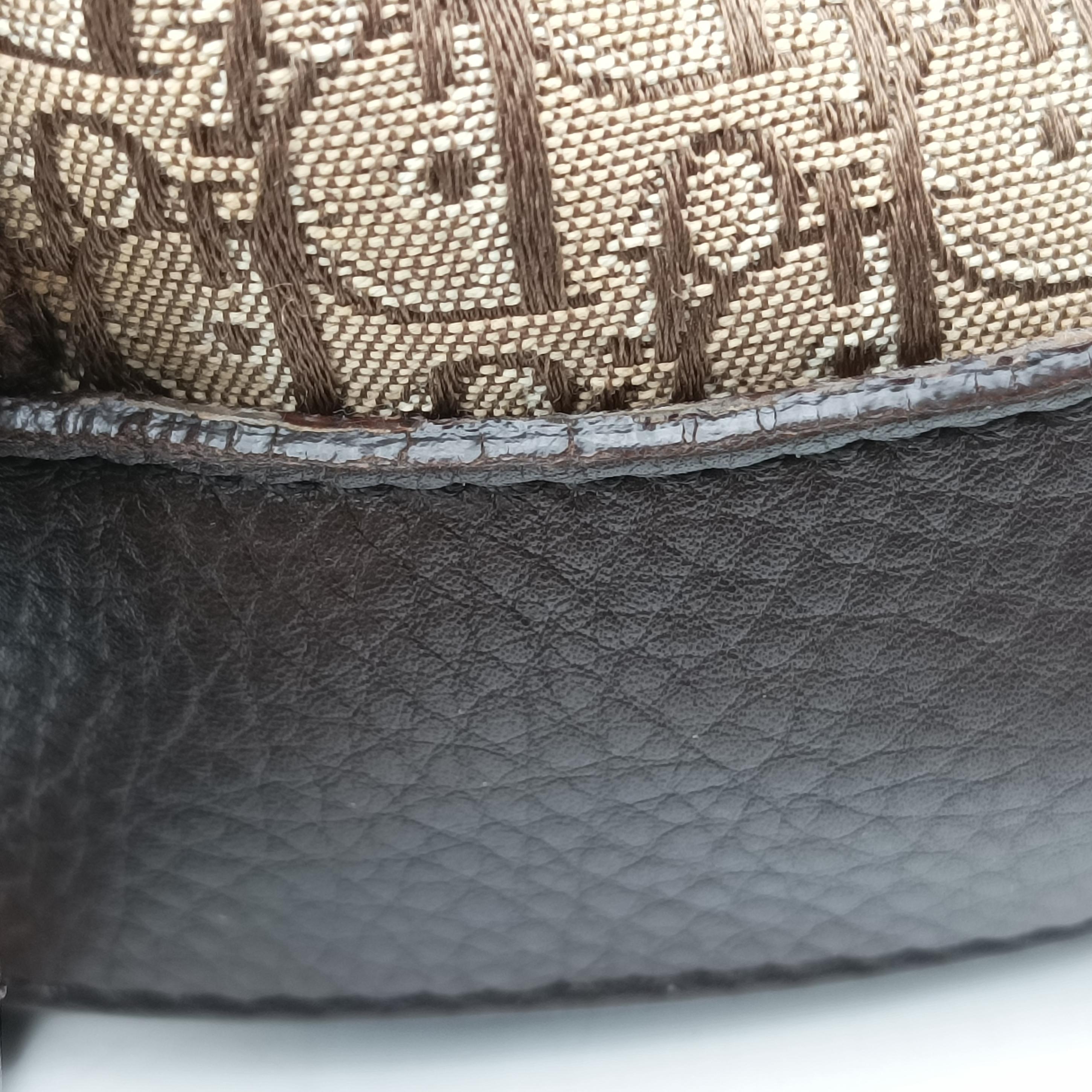 Vintage Christian Dior Street Chic Trotter Brown×beige Jacquard×leather  handbag | stylenewstar