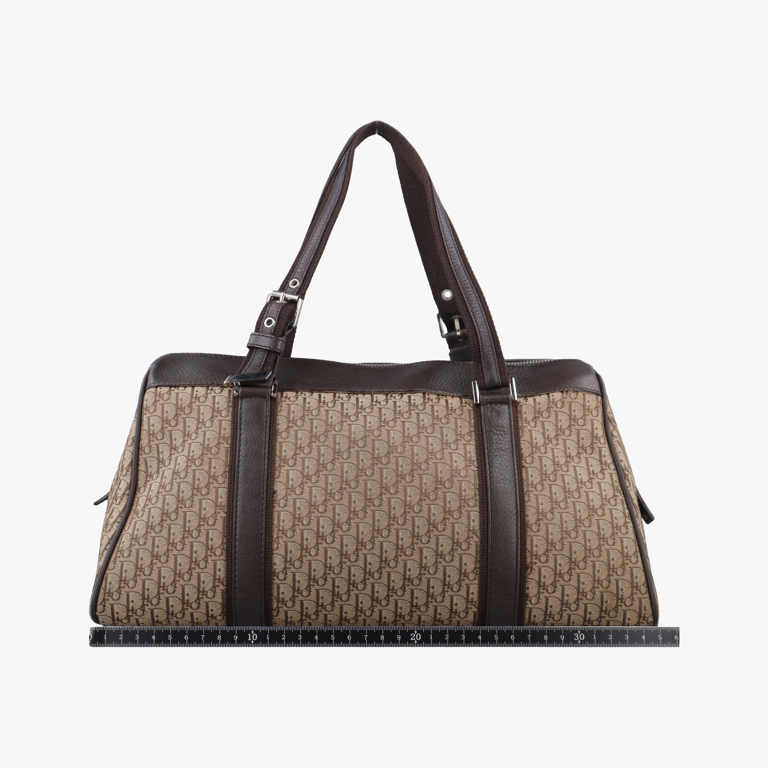 Vintage Christian Dior Street Chic Trotter Brown×beige Jacquard×leather  handbag | stylenewstar